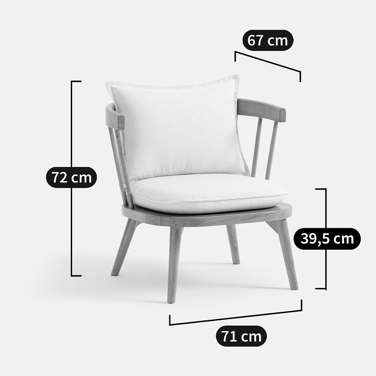 Fauteuil chêne et tissu, Portman beige, LA REDOUTE INTERIEURS