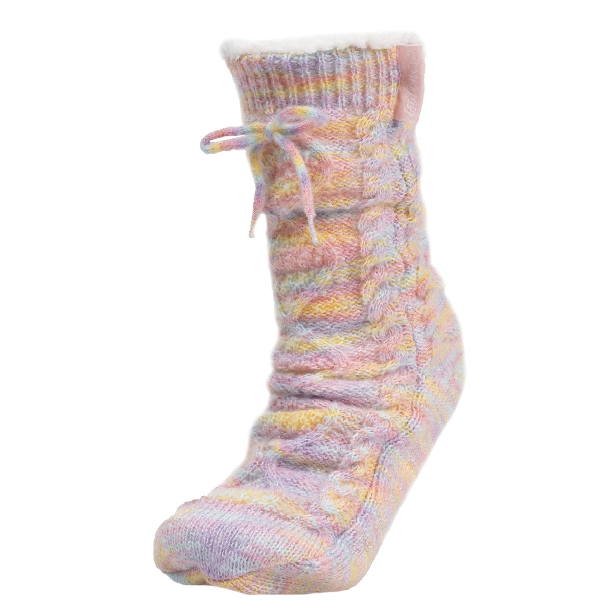 Chaussettes d'intérieur maille torsadée - fourrées, antidérapantes multicolor, ISOTONER