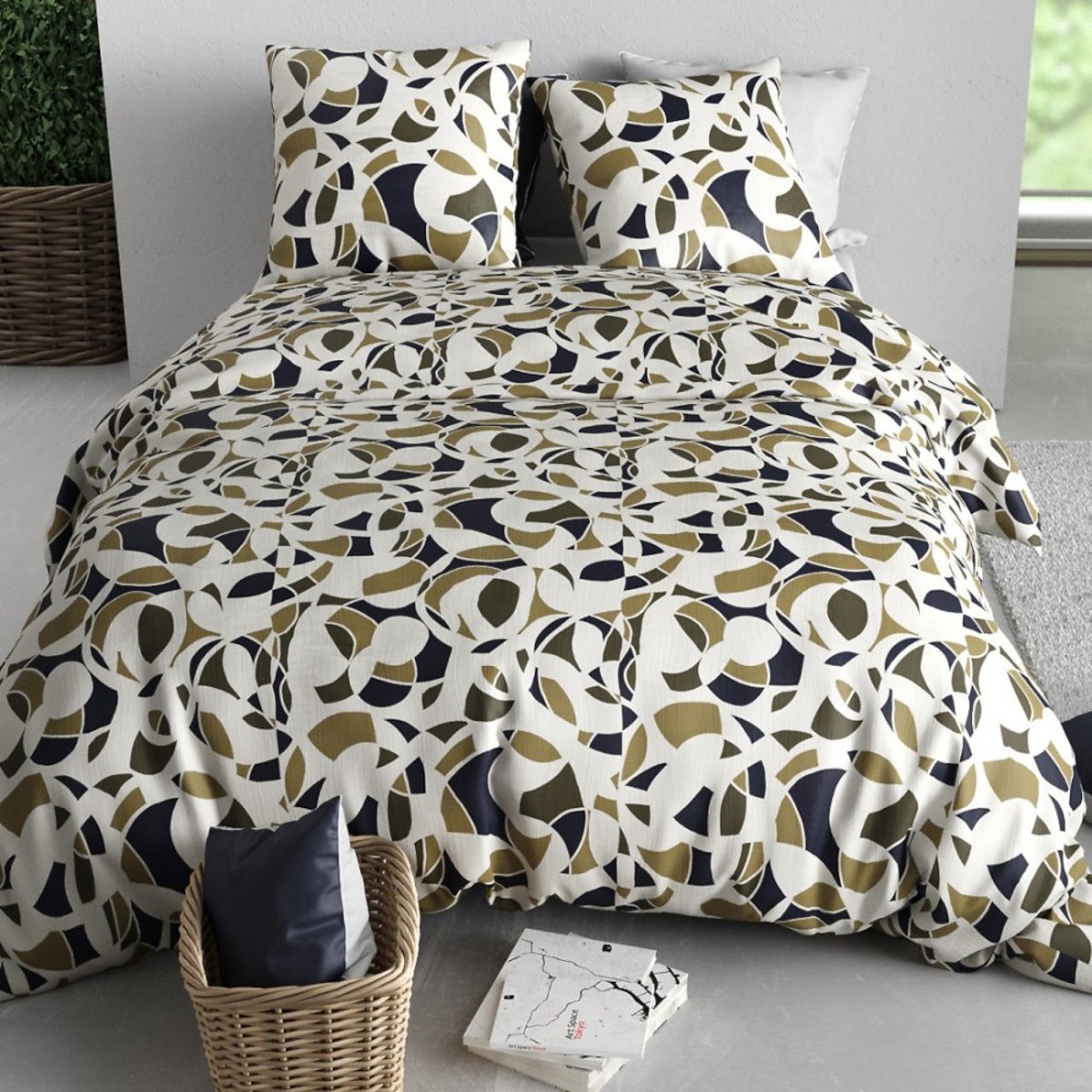 Housse De Couette 100% Coton 57 Fils + 2 Taies D'oreiller multicolore, DECORATIE