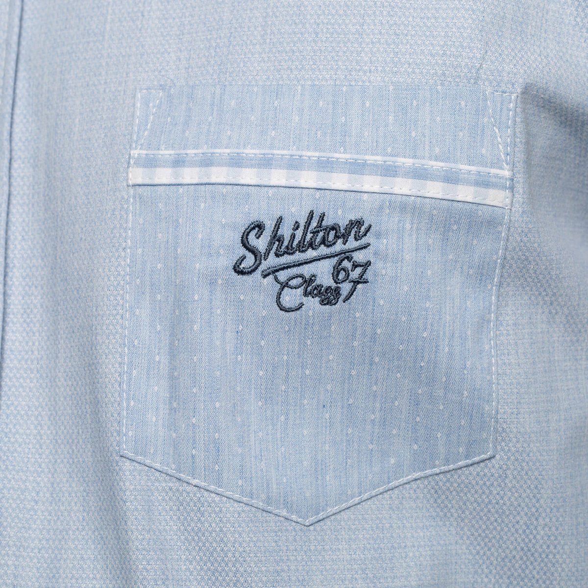 Chemise poche poitrine manches longues ciel, SHILTON