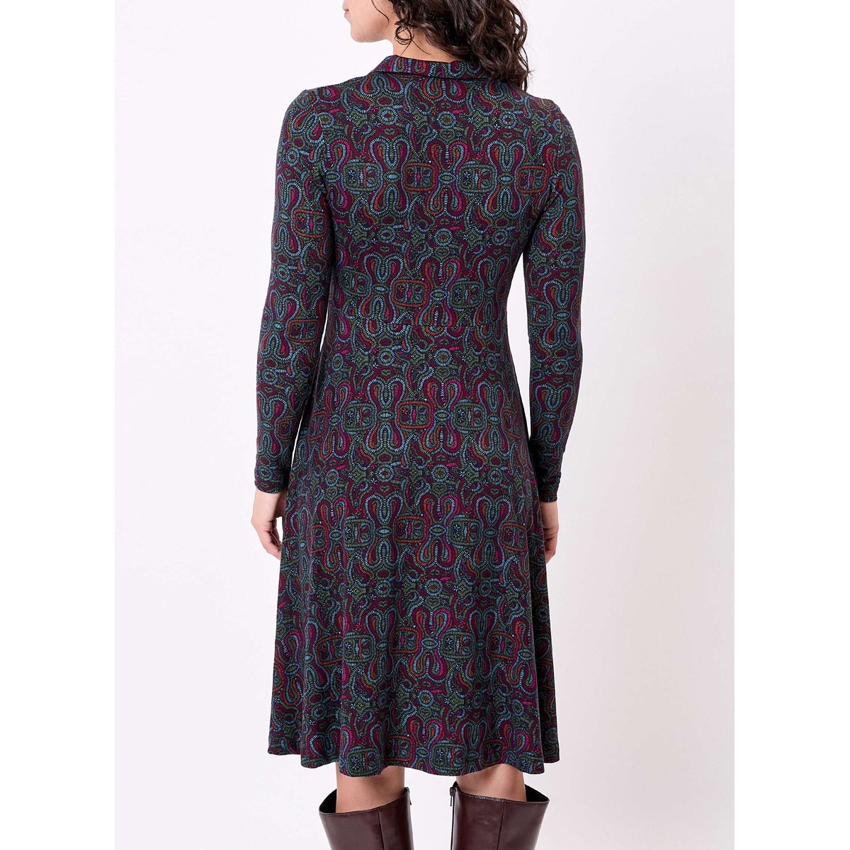 Robe chemise maille fluide imprimée SANDA violet sanatana sanda, LA FIANCÉE