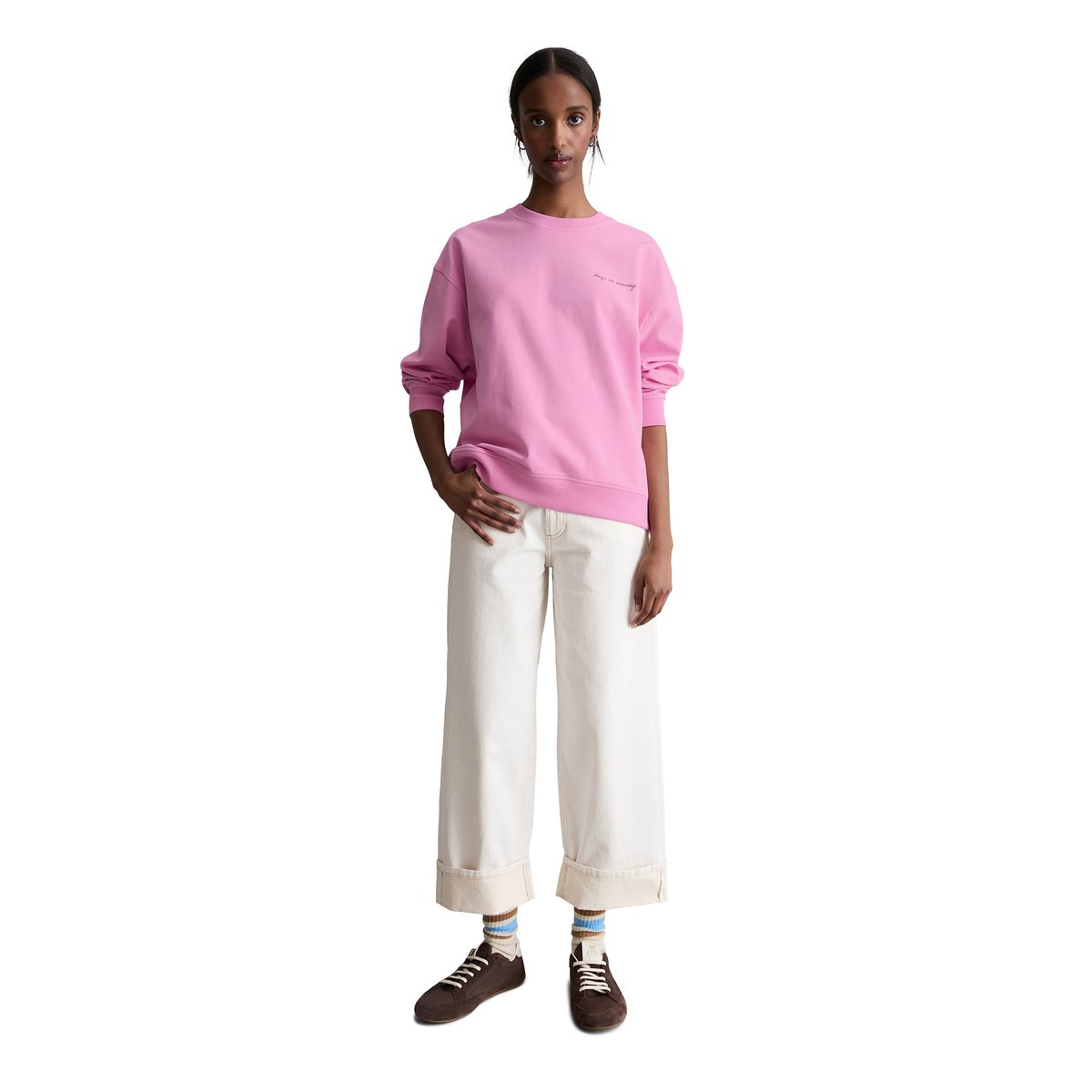 Sweat-shirt surdimensionné avec un imprimé marquant dans le dos rose, MARC O’POLO DENIM