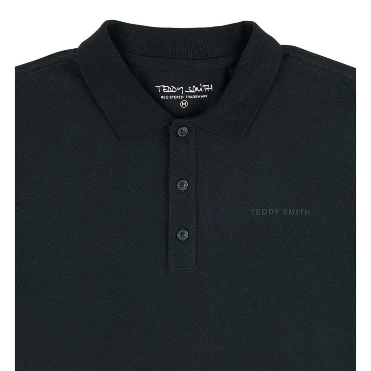 Polo en coton vert uni avec une coupe droite et le nom de la marque vert, TEDDY SMITH