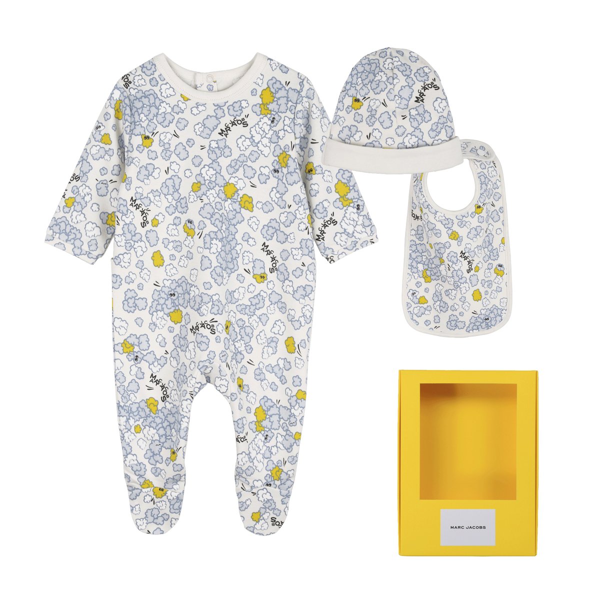 Ensemble pyjama, bonnet et bavoir creme, MARC JACOBS