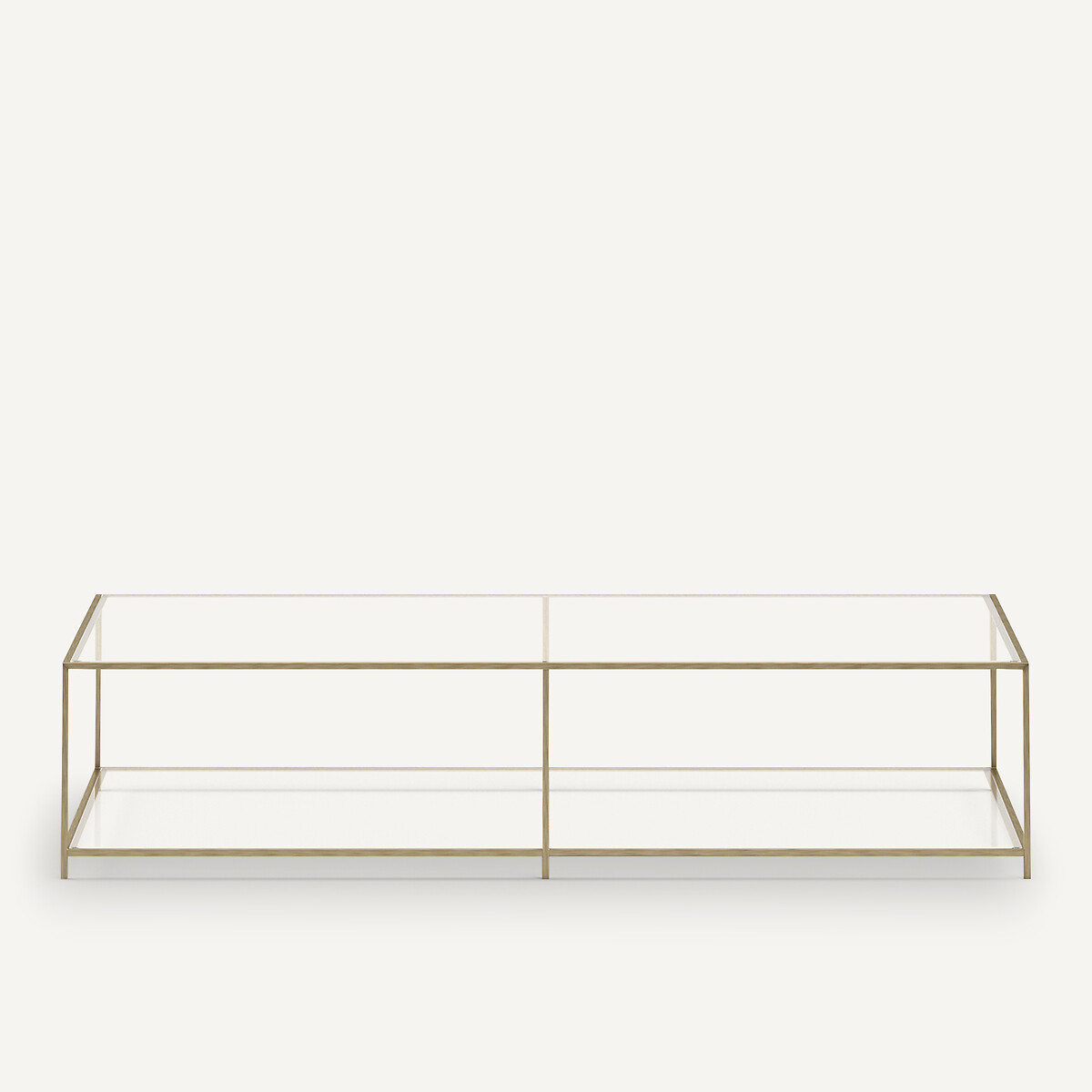 Mesa de centro retangular, vidro temperado, Sybil latão envelhecido, AM.PM