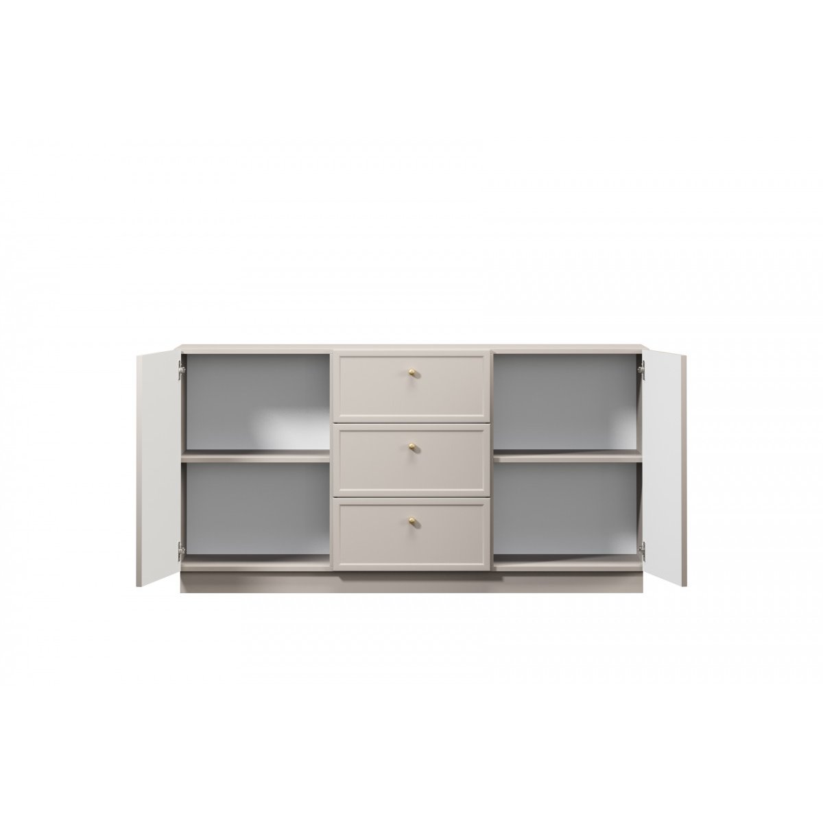 Buffet  en panneaux de particules 2 portes 3 tiroirs 150 cm, LORINA beige, BOBOCHIC