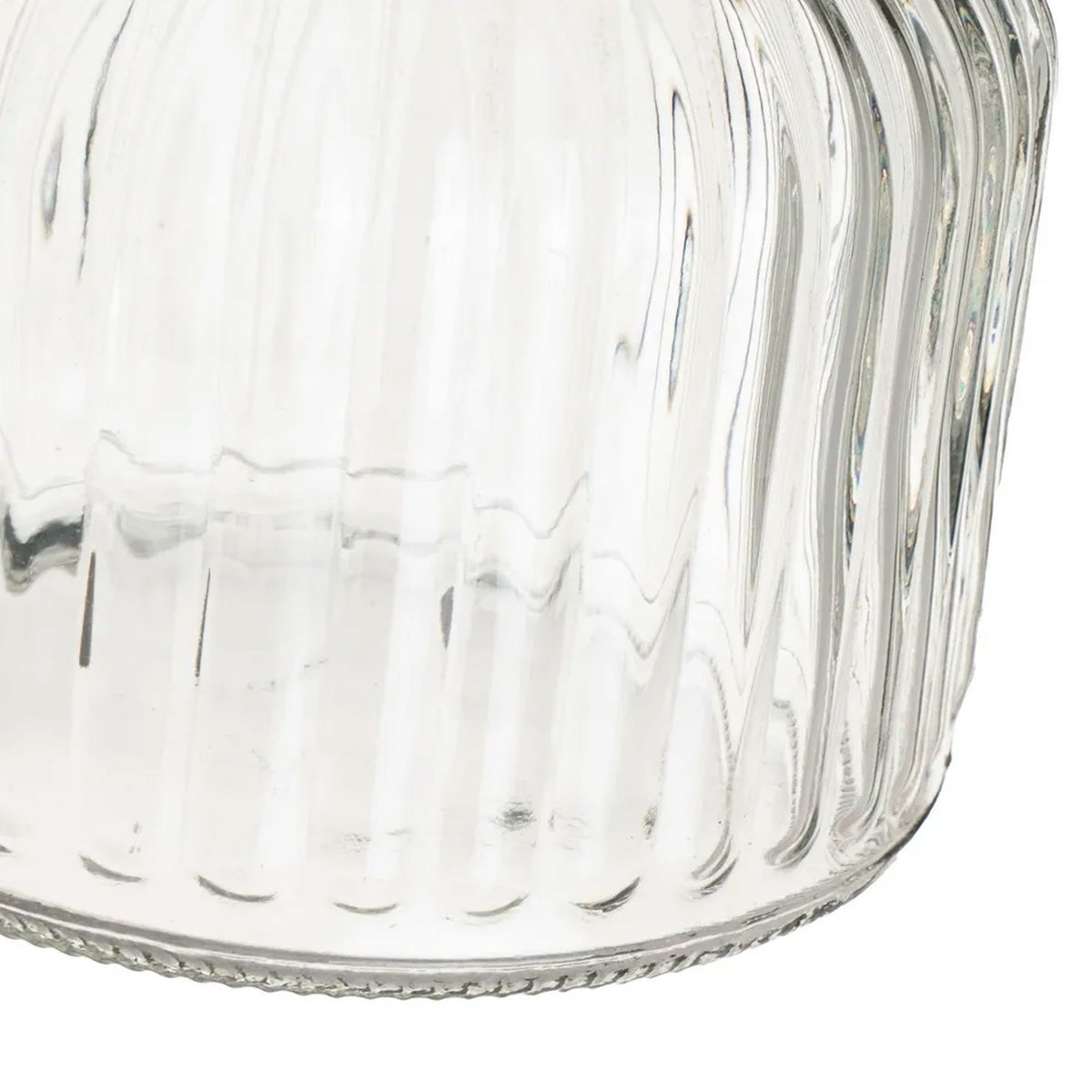 Bocal cuisine en verre strié avec bouchon bois 1200ml transparent, WADIGA
