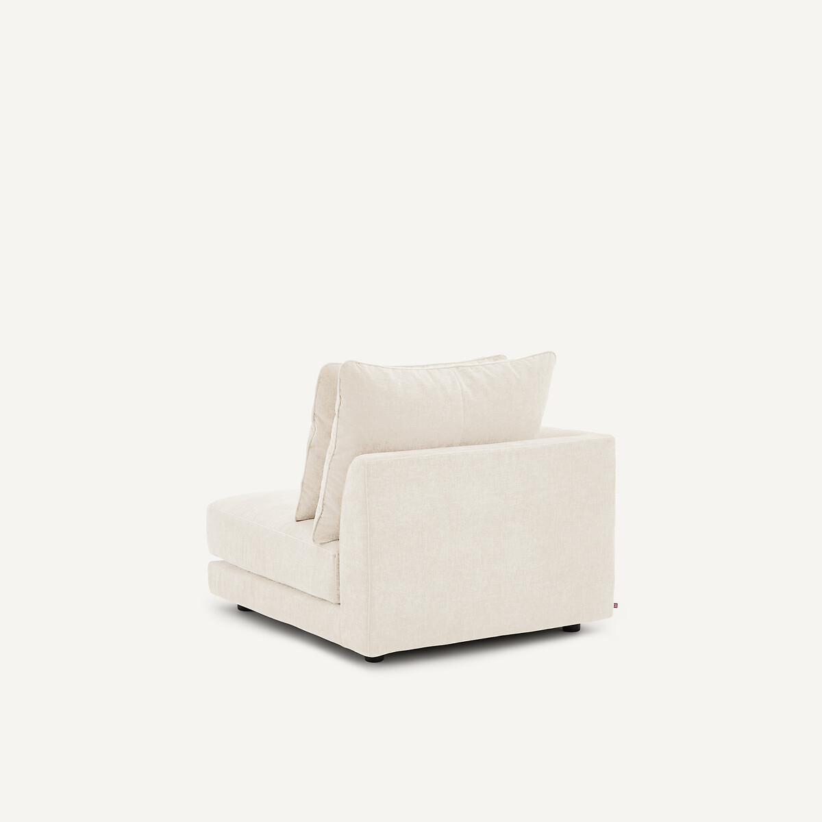 Linkes, abgerundetes, modulares Halbsofa aus Chenille-Samt, TIBERIO weiss, AM.PM
