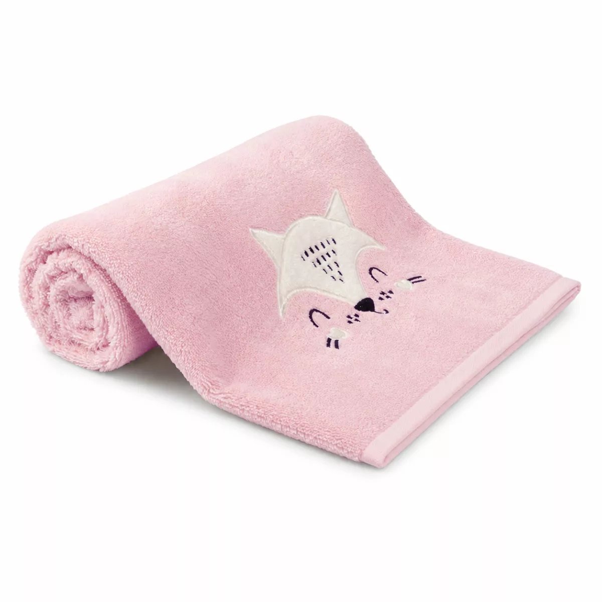 Drap de douche pur coton PETITE RENARDE rose, GARNIER THIEBAUT