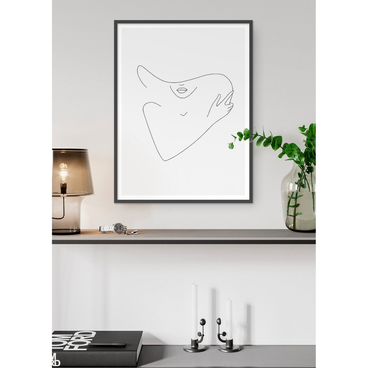 Affiche Line Art Face blanc, L'AFFICHERIE