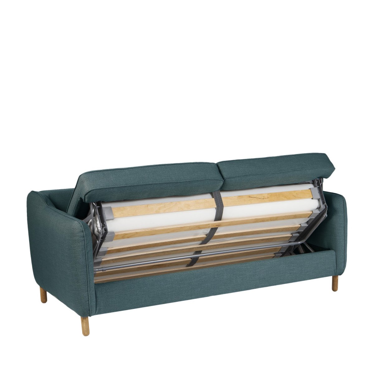 Canapé convertible ouverture express 3 places en tissu- VORNAY bleu pétrole, DRAWER