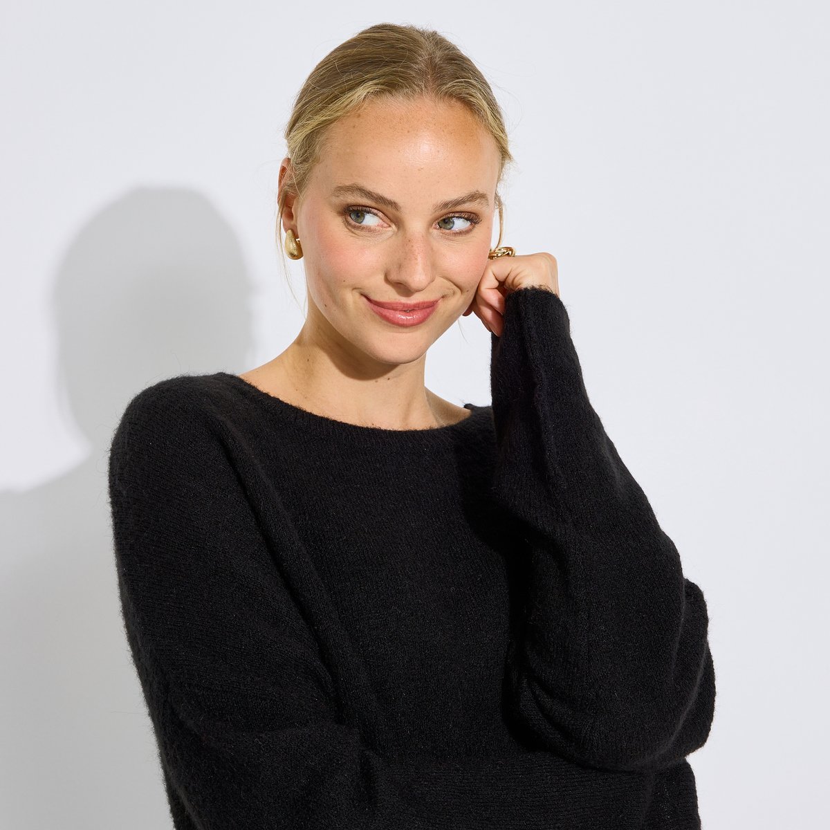 Pull loose col rond noir, GRAIN DE MALICE