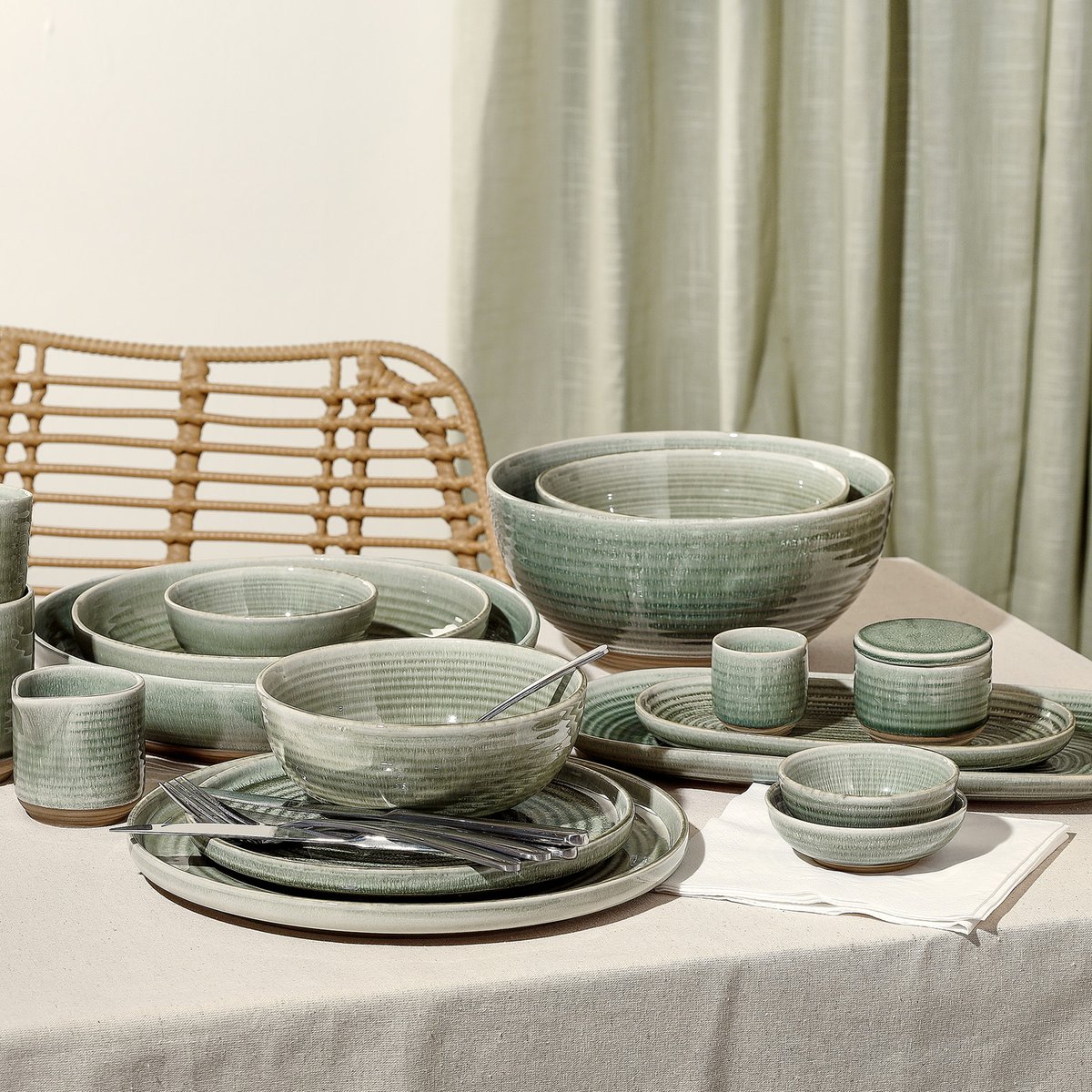 Lot de 2 plat de service CAMEO vert, SALT & PEPPER