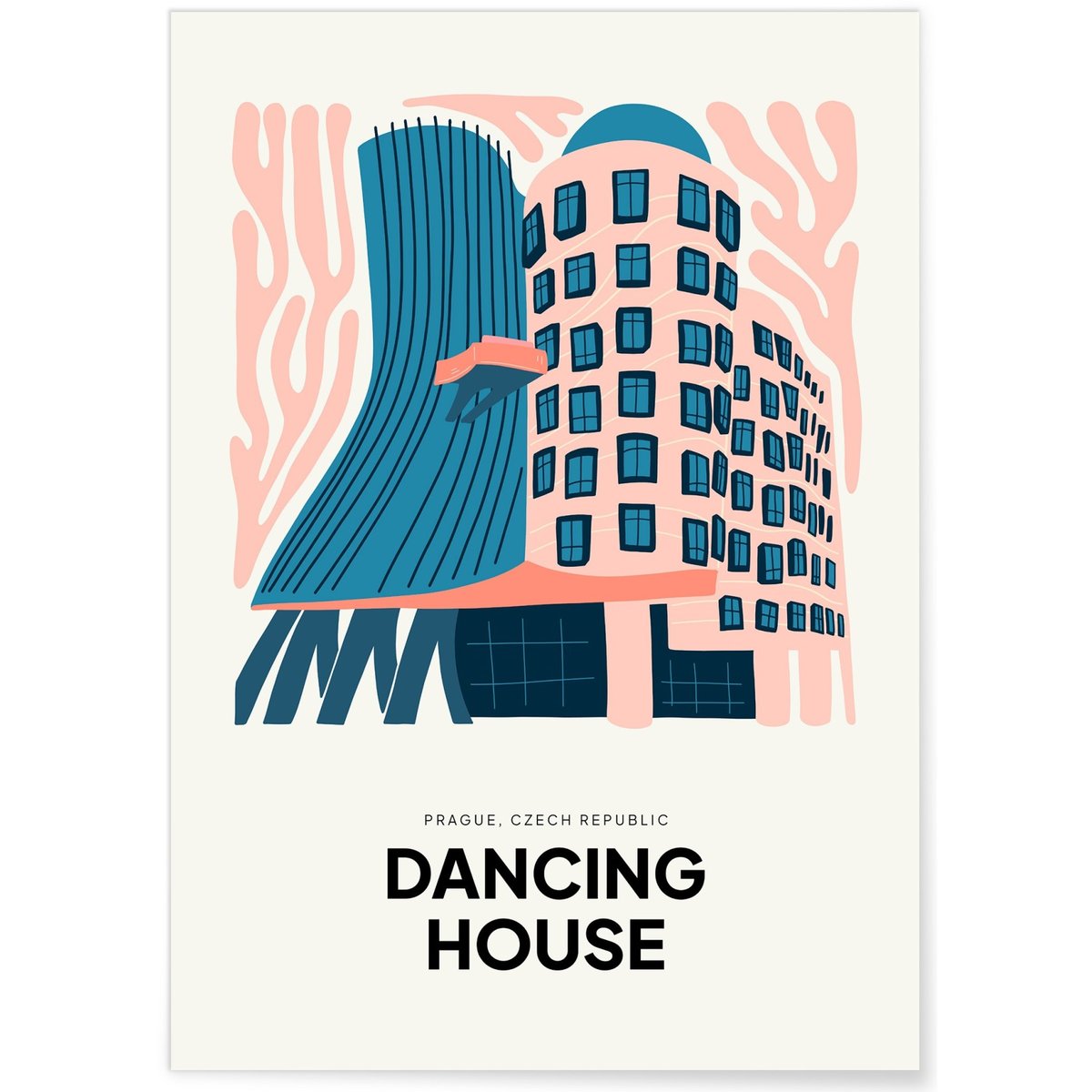 Affiche Prague Dancing house blanc, L'AFFICHERIE