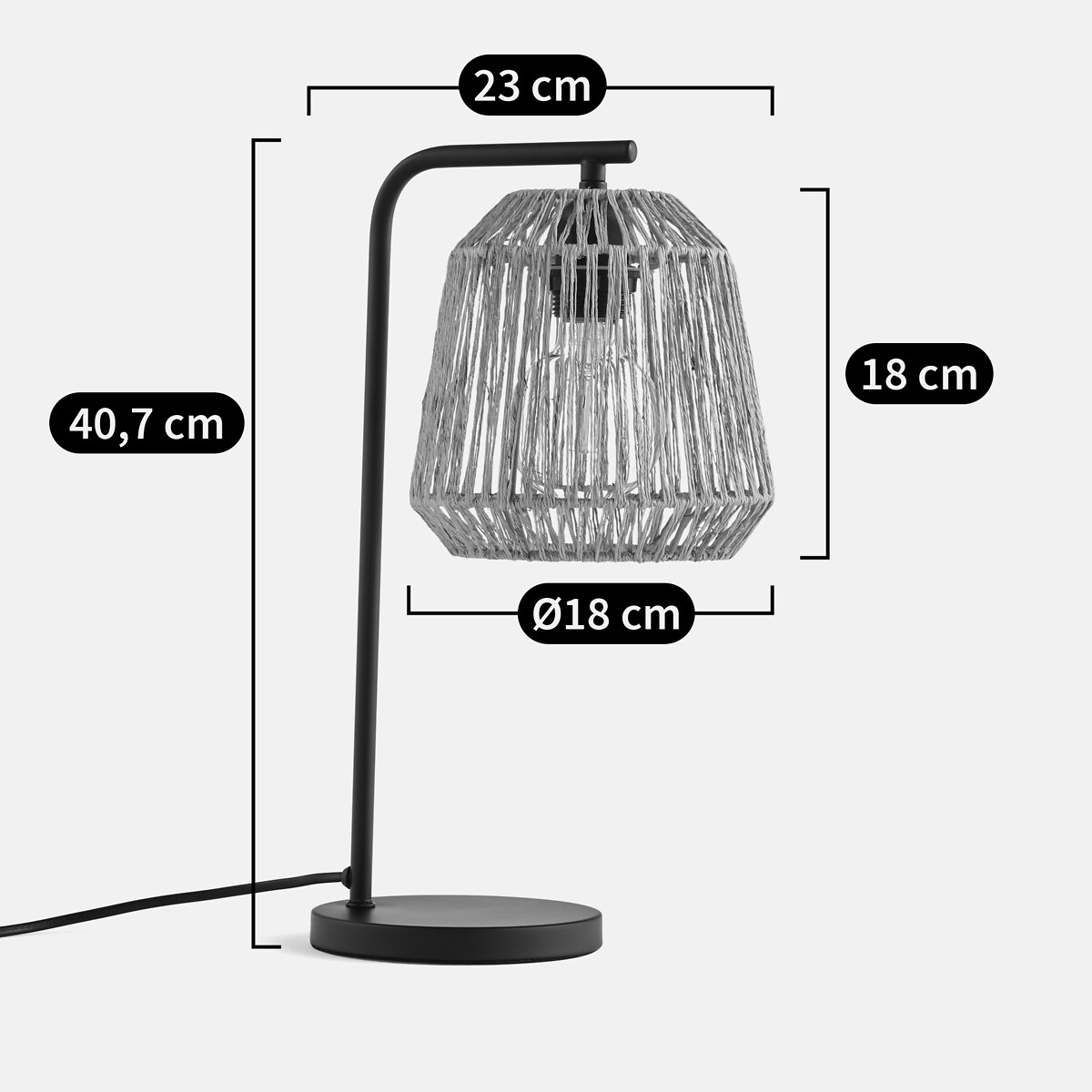 Lámpara de mesa de hierro y cáñamo, YAKU natural, LA REDOUTE INTERIEURS