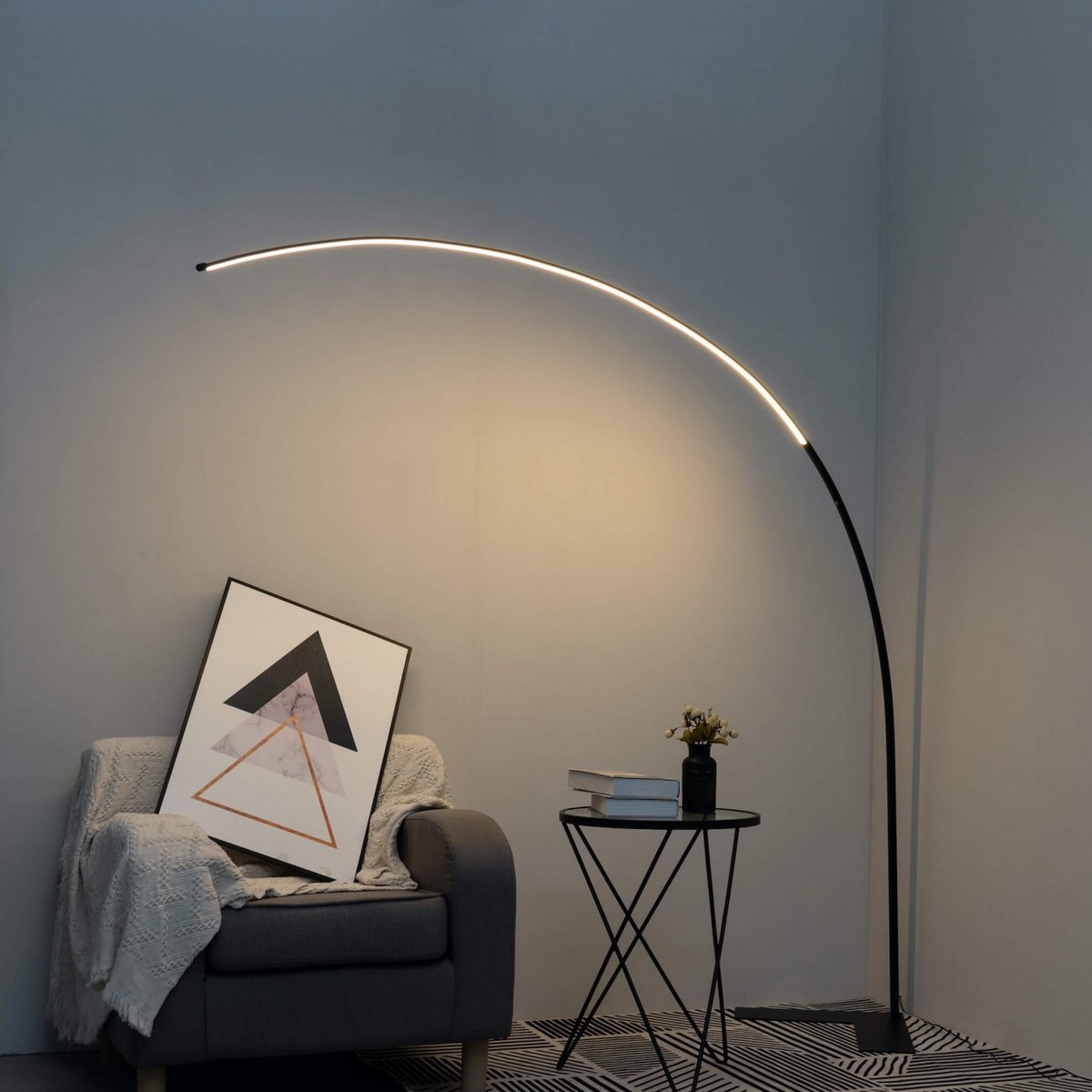Grand luminaire arqué design - AVELLINO noir, KOSILUM