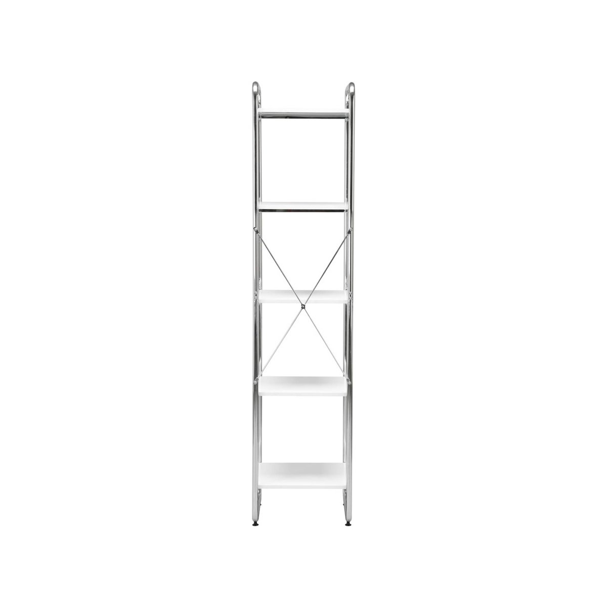Etagère métal chromé et décor bois 5 niveaux LENNOX blanc, SWEEEK