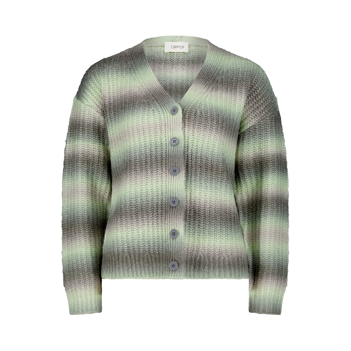 Cardigan en maille à encolure en v khaki/cream, CARTOON