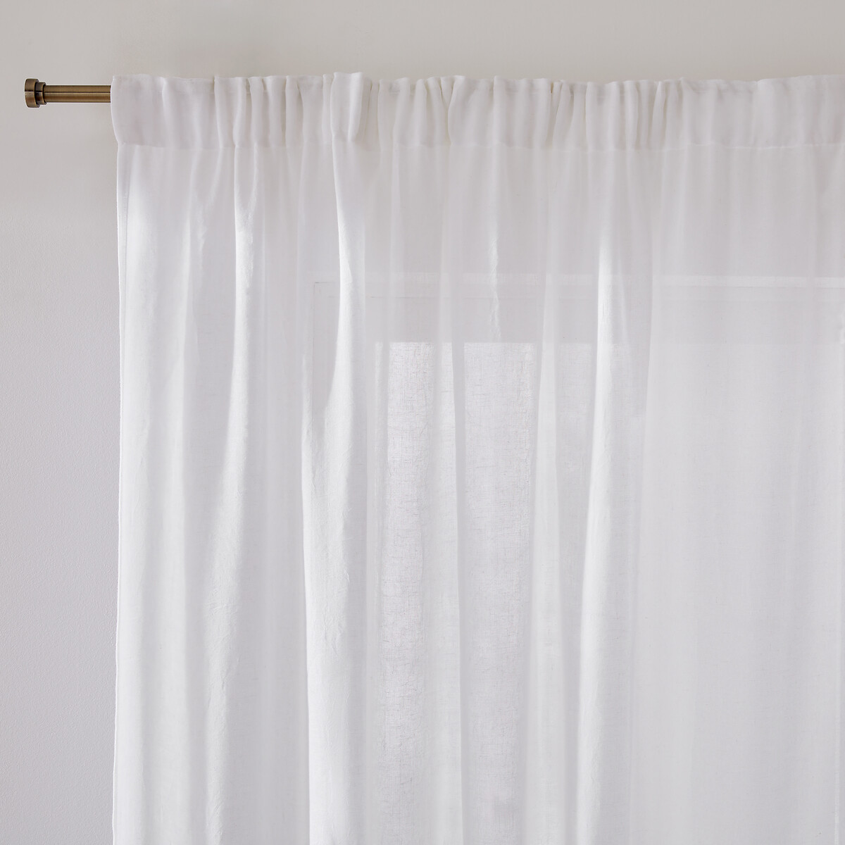 Voilage polyester et lin, à galon fronceur et wave, ARON blanc, LA REDOUTE INTERIEURS