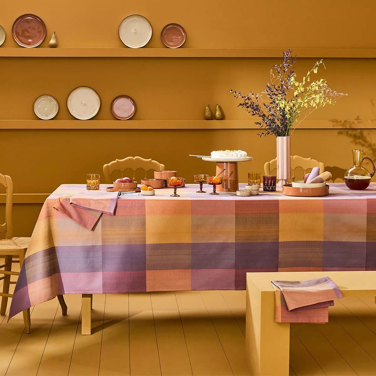 Chemin de table pur coton MILLE ECOSSAIS velvet, GARNIER THIEBAUT