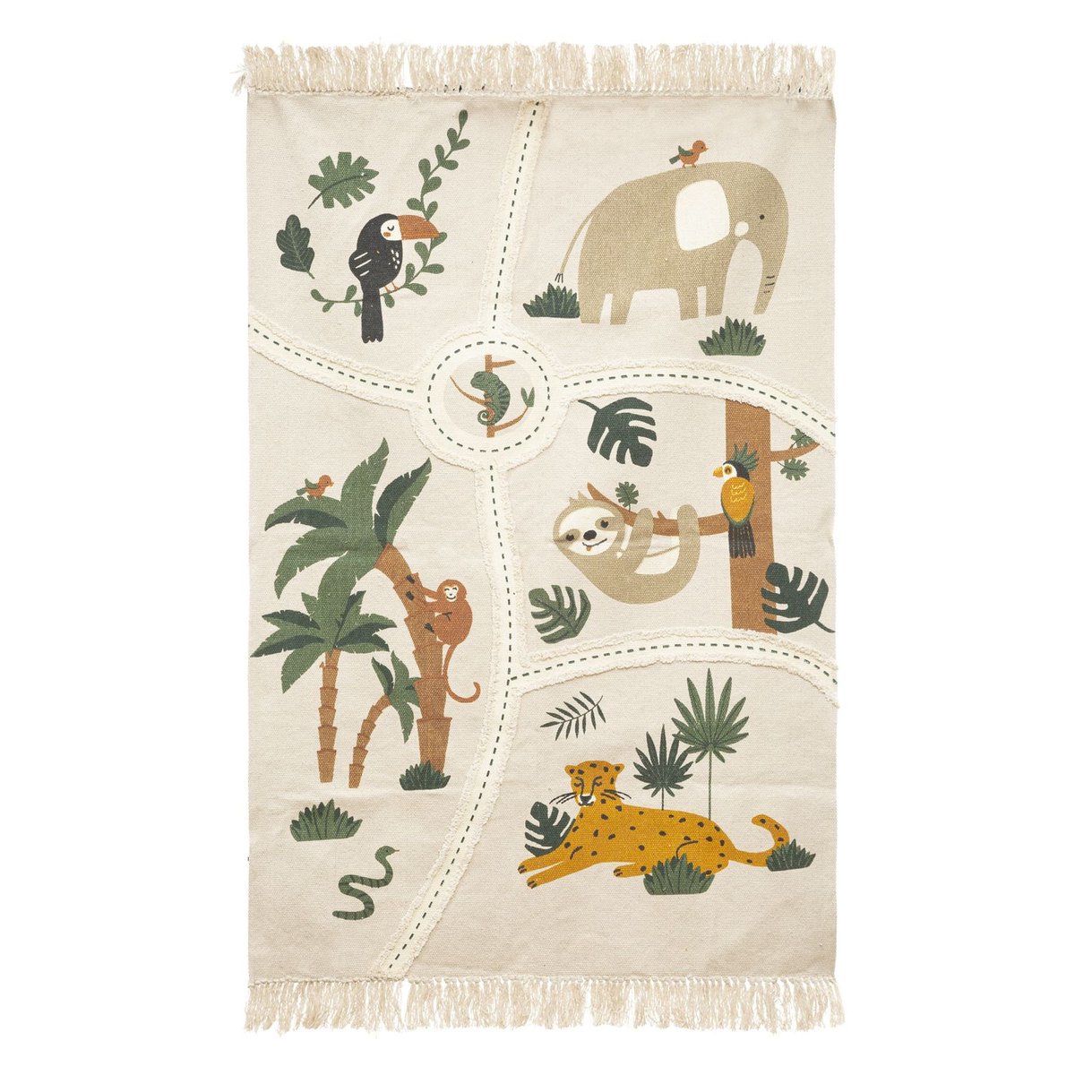 Tapis enfant en coton JUNGLE beige, ATMOSPHERA