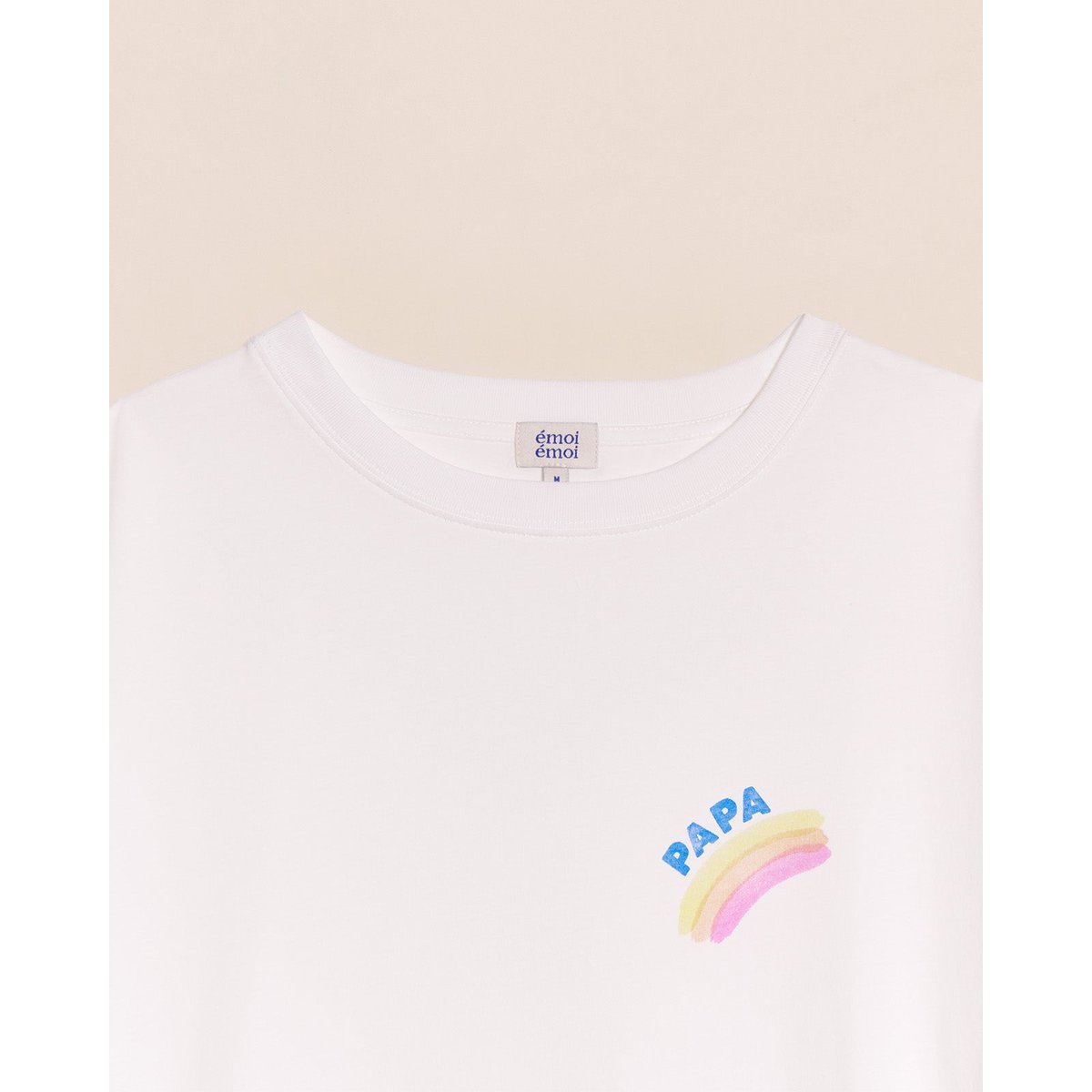 T-shirt Papa rainbow en coton bio blanc, EMOI EMOI