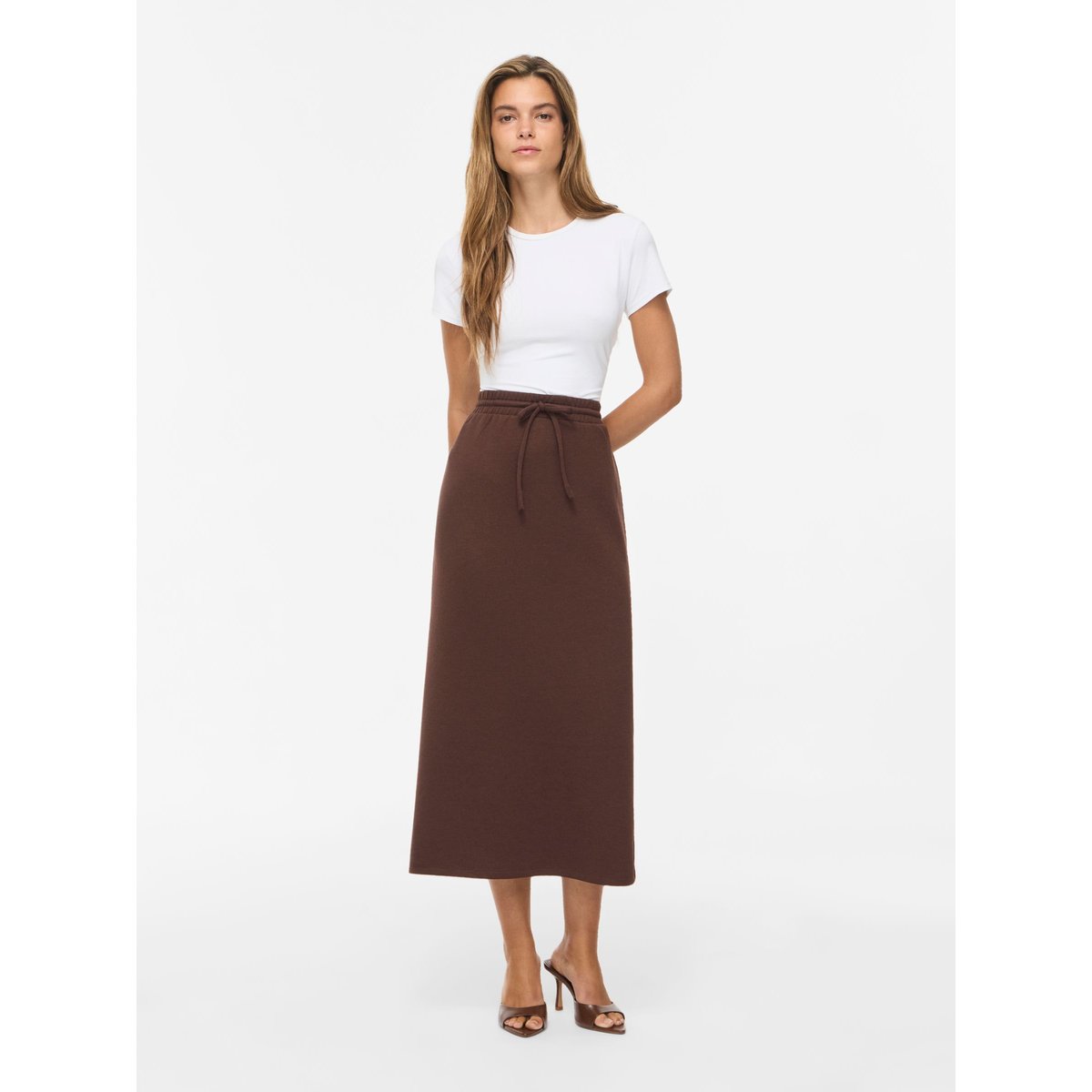 Jupe Mi-Longue marron - coffee bean1, VILA
