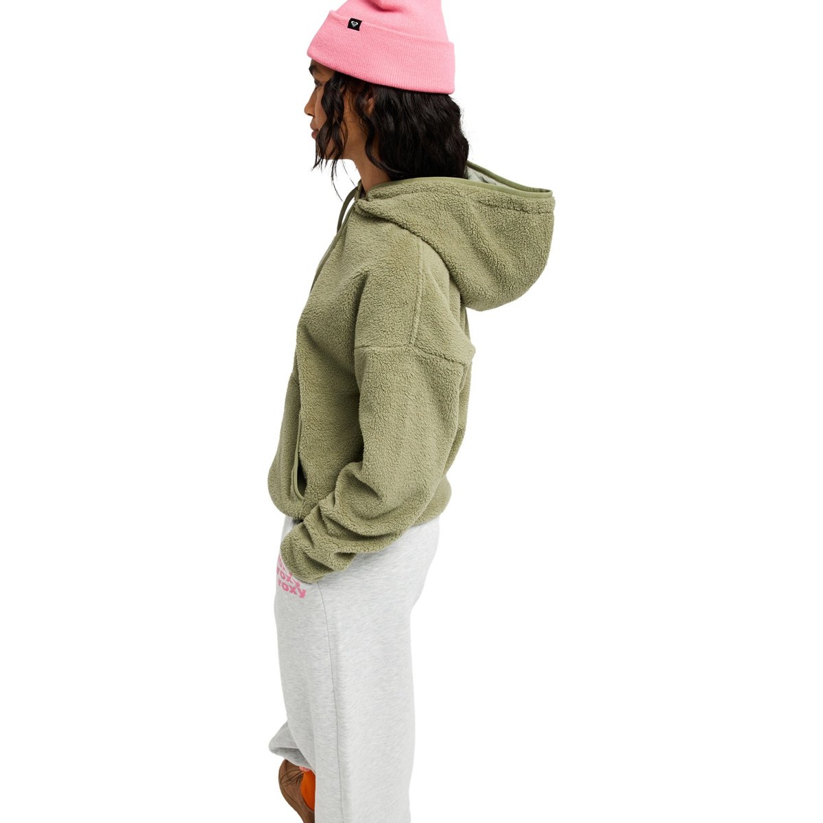 Sweat à capuche en sherpa COOL CALLING. vert oil green, ROXY
