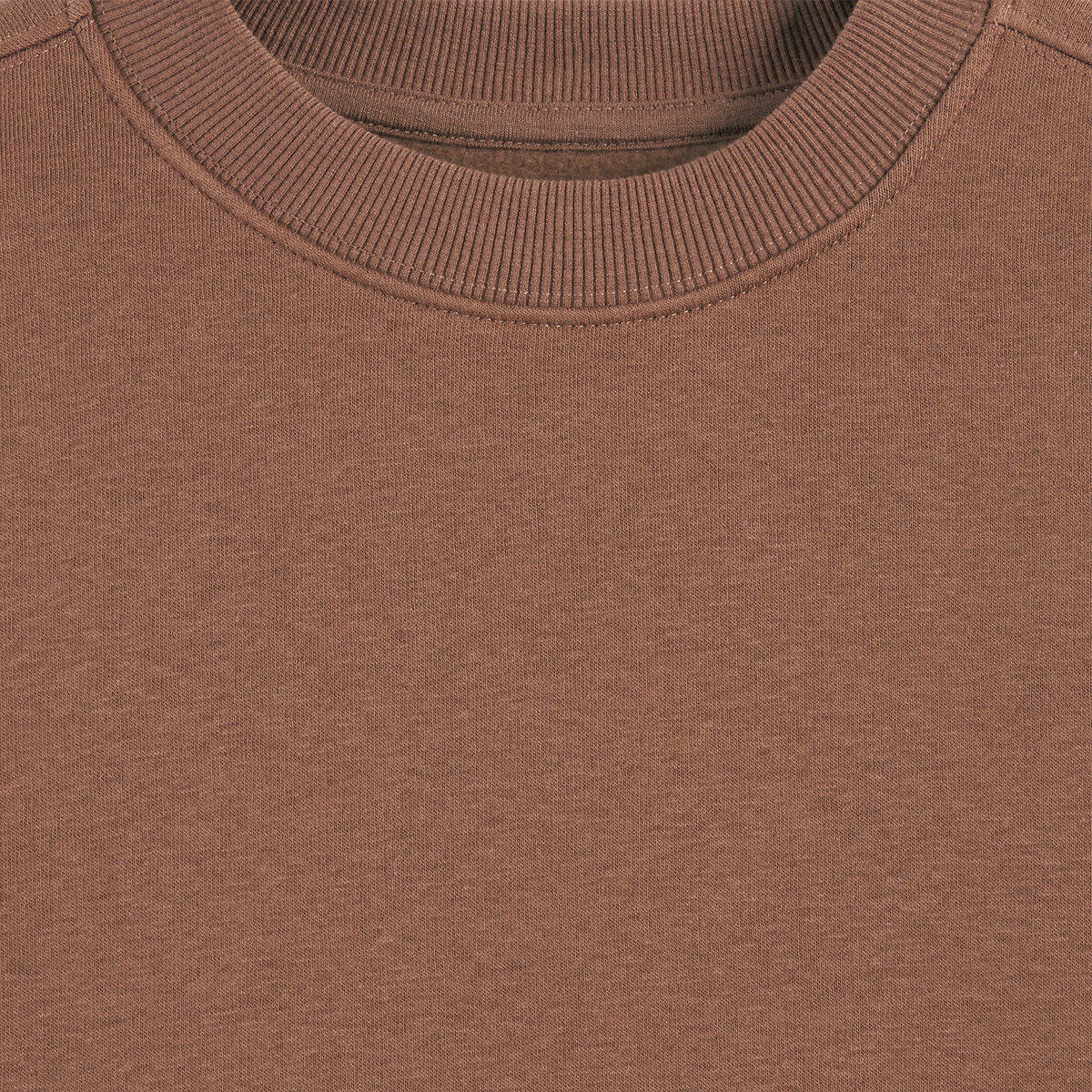 Sweat col rond, en molleton doux et chaud marron, LA REDOUTE COLLECTIONS