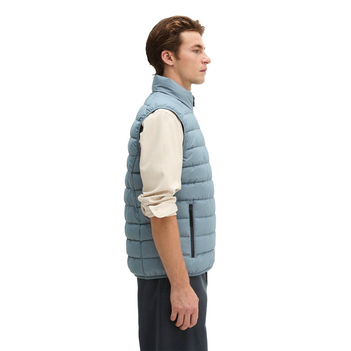 Gilet matelassé regular avec sac de rangement pratique gris, MARC O'POLO