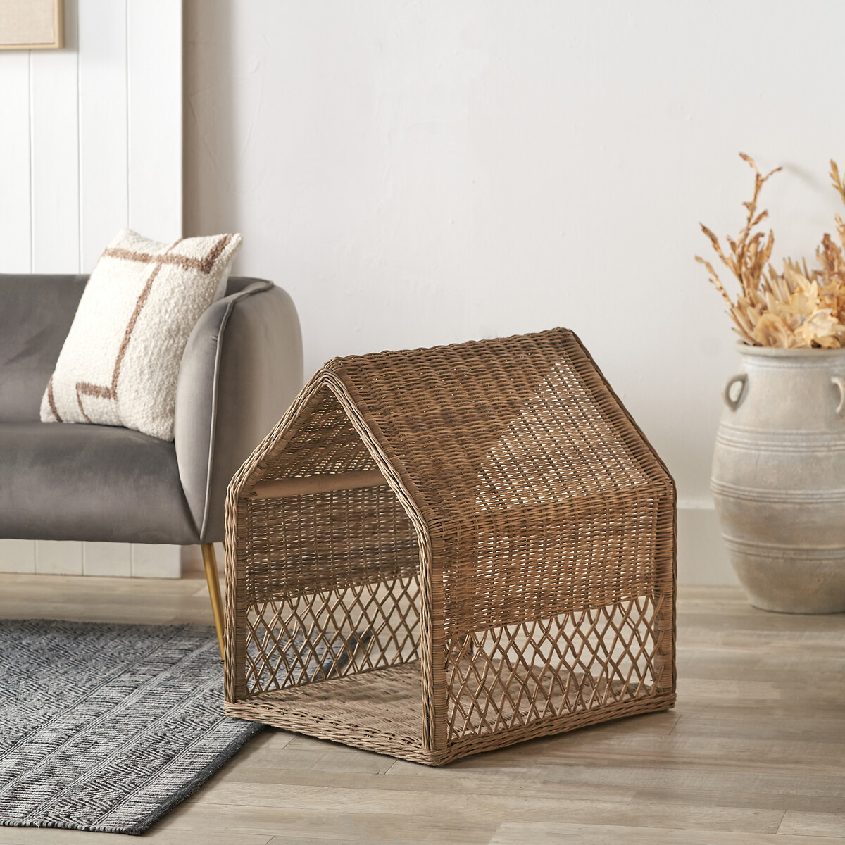 Rattan House Dog Basket grey, ÉDITÉ