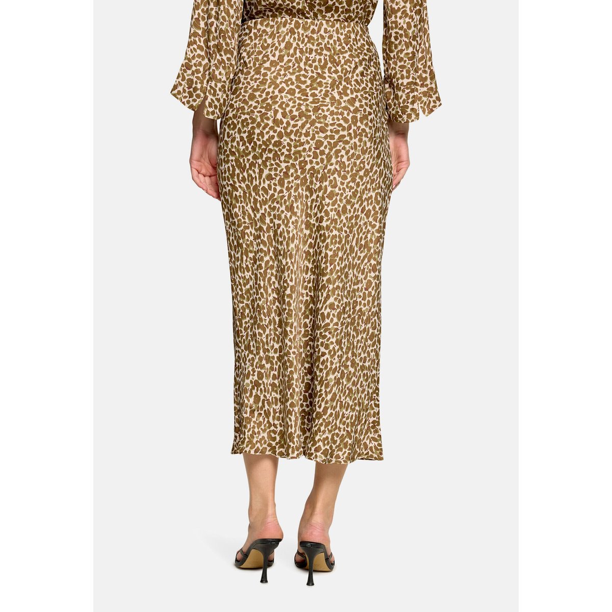 Jupe en satin à imprimé léopard beige/kaki, BETTY BARCLAY