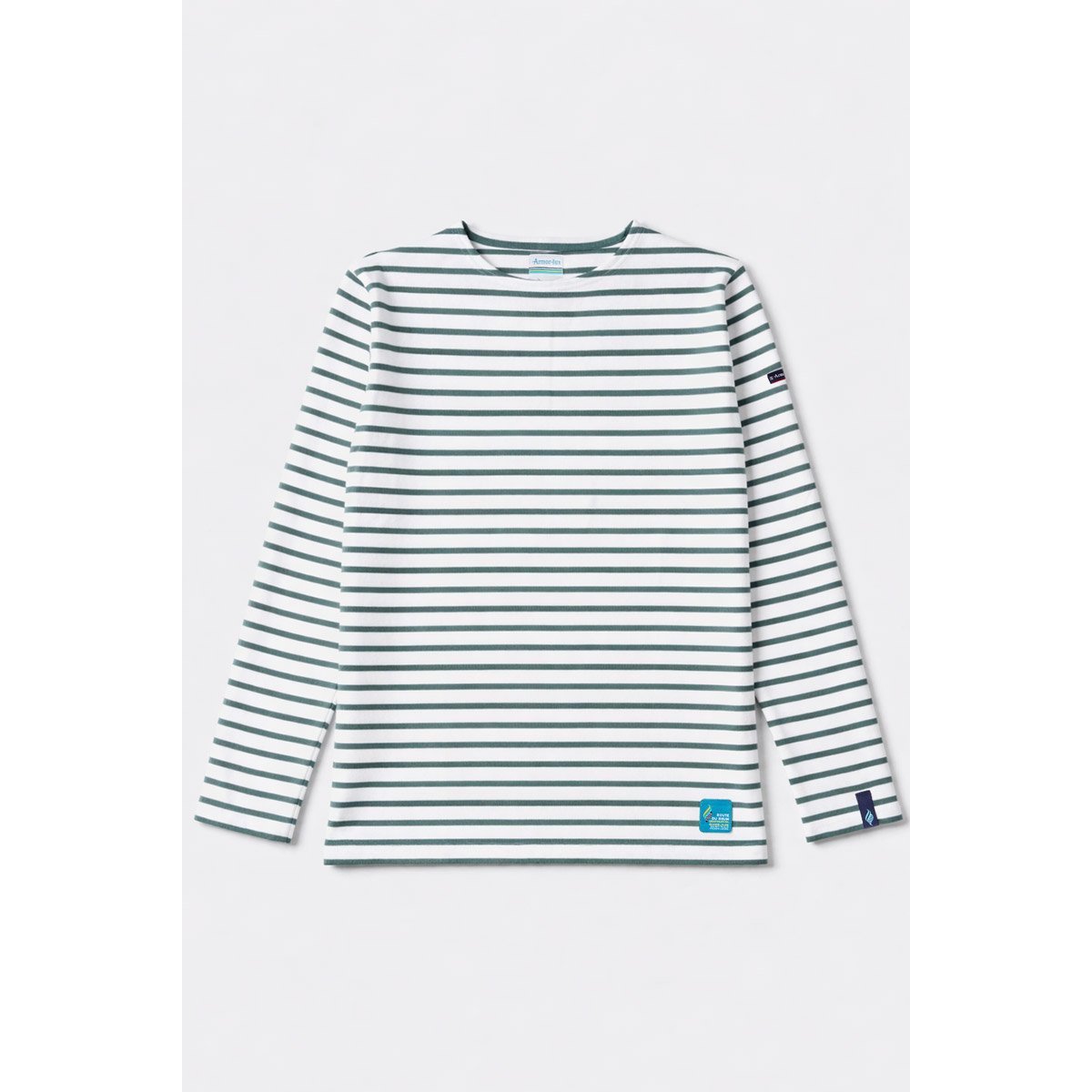 Marinière en coton épais blanc/silver pine, ARMOR-LUX