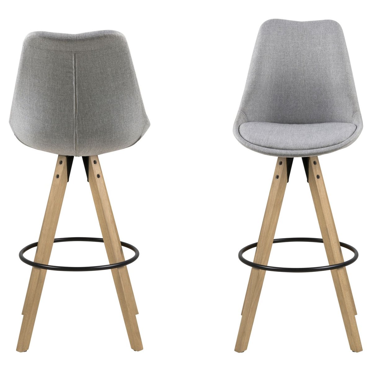 Lot de 2 tabourets de bar en tissu et bois design scandinave DONA gris, TOILINUX
