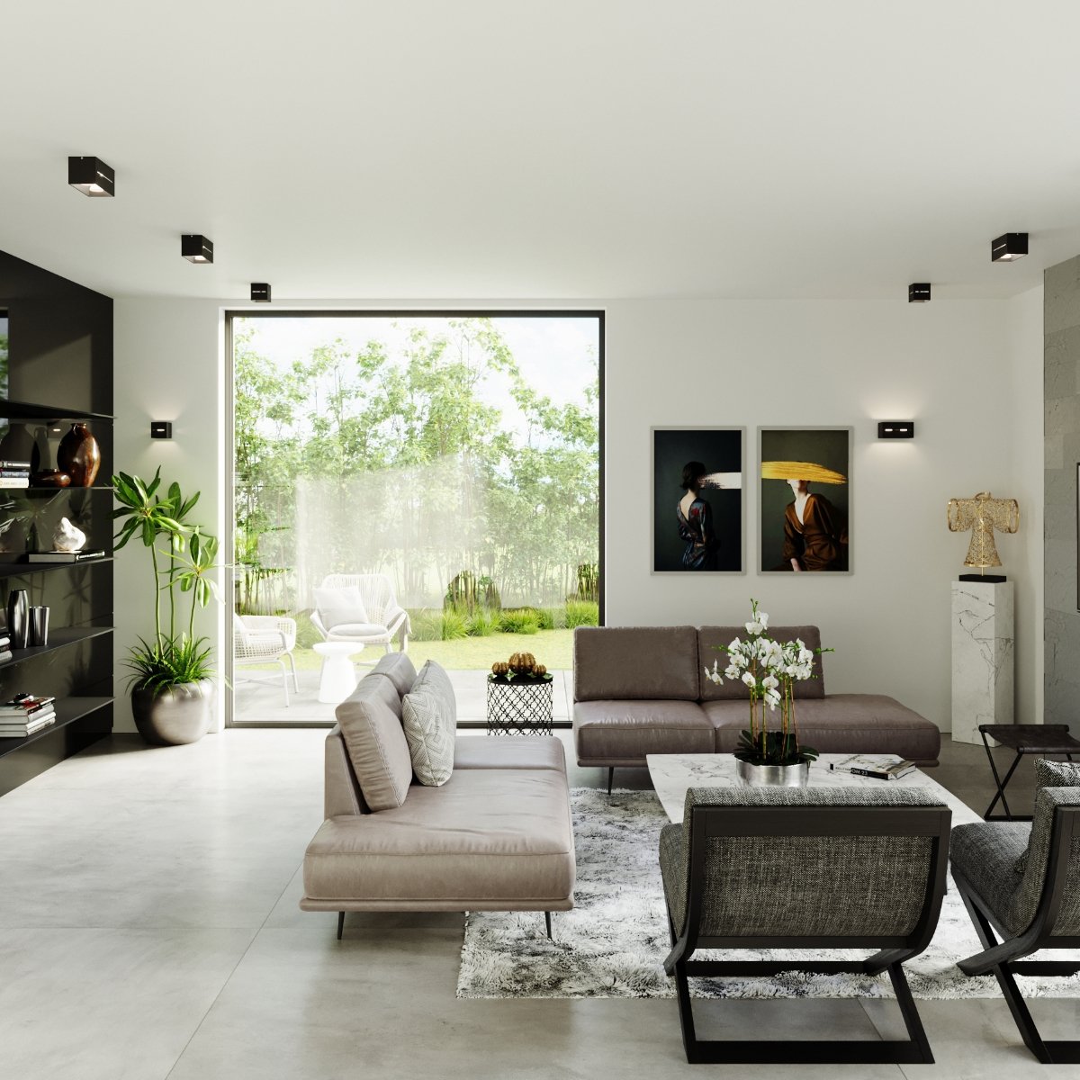 Applique Aluminium Noir G9 1 Lobo noir, EDEN