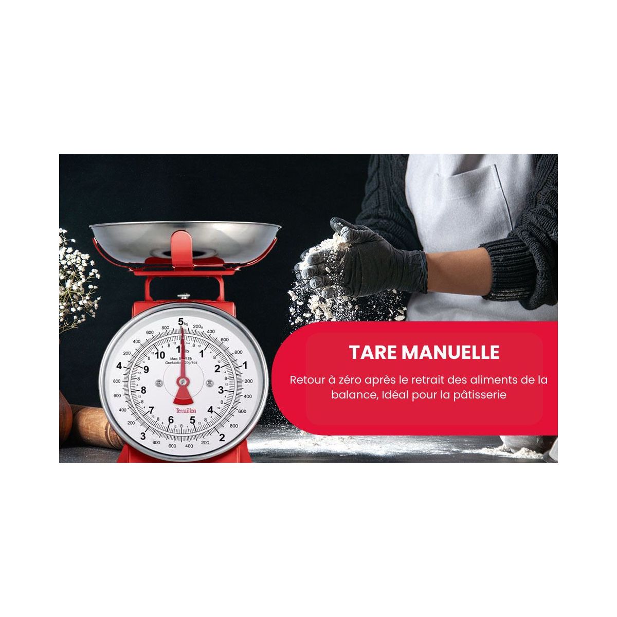 Balance de cuisine TRADITION 500 rouge rouge, TERRAILLON