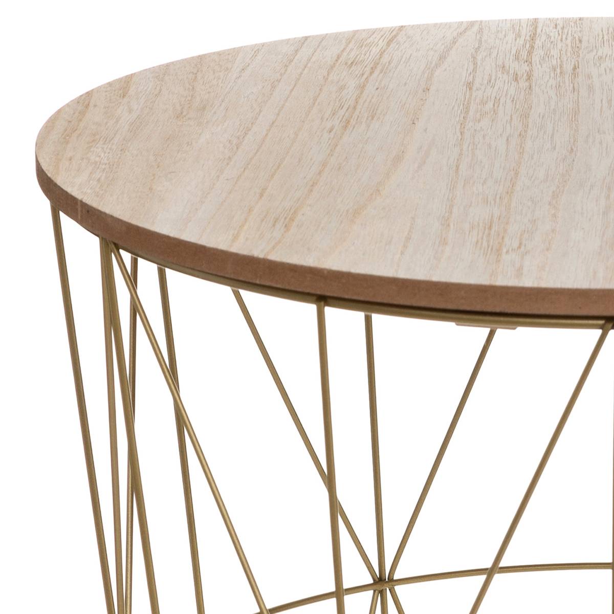 Table d'appoint plateau amovible bois de paulownia KUMI doré, ATMOSPHERA
