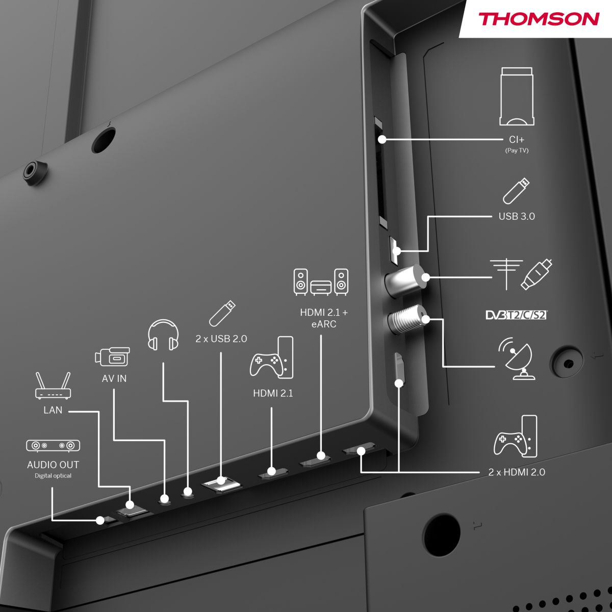 TV Mini LED 55MG7C15 - 55 pouces ( 139 cm ) noir, THOMSON