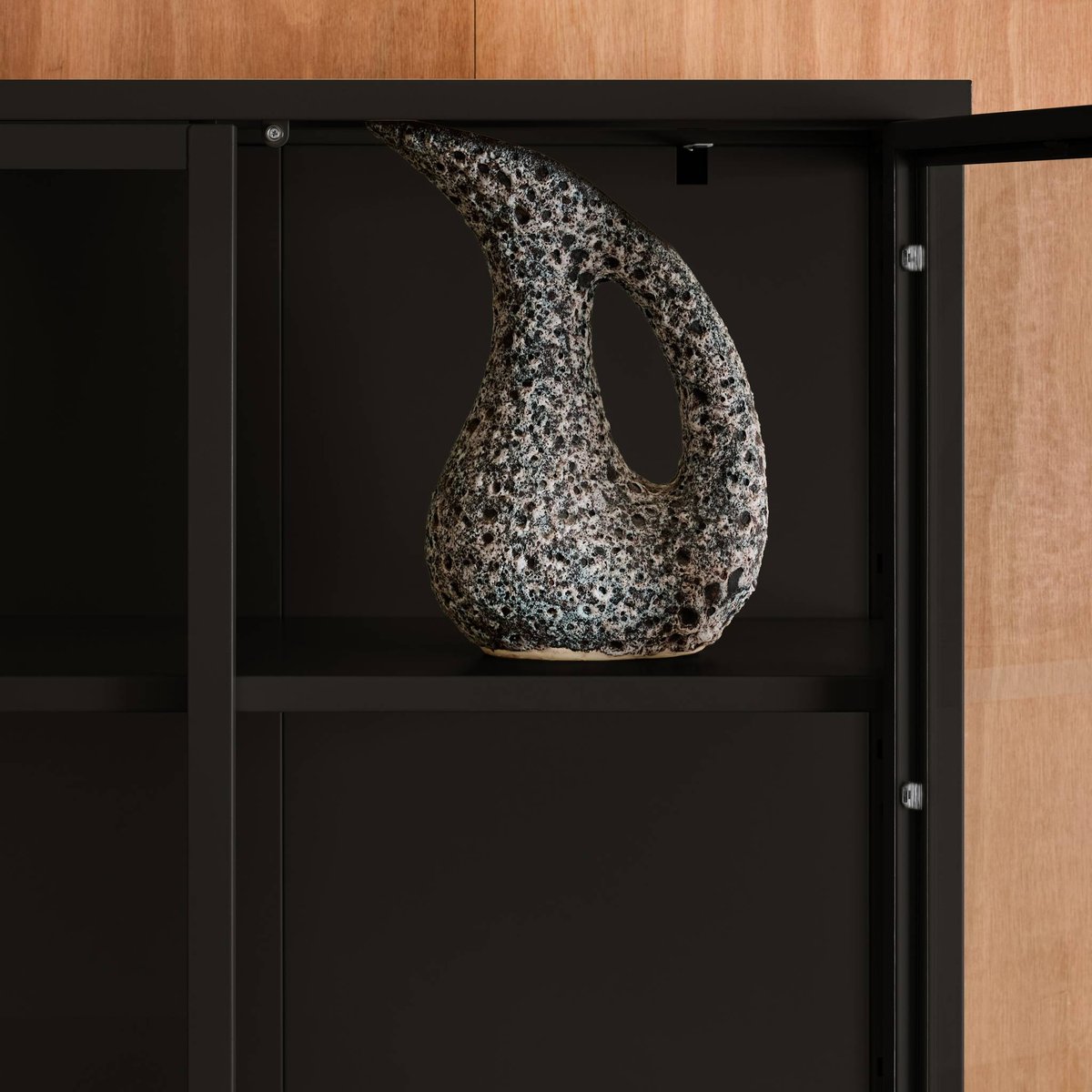 Buffet, vaisselier acier et verre trempé 2 portes 180cm ARKANSAS noir, SWEEEK