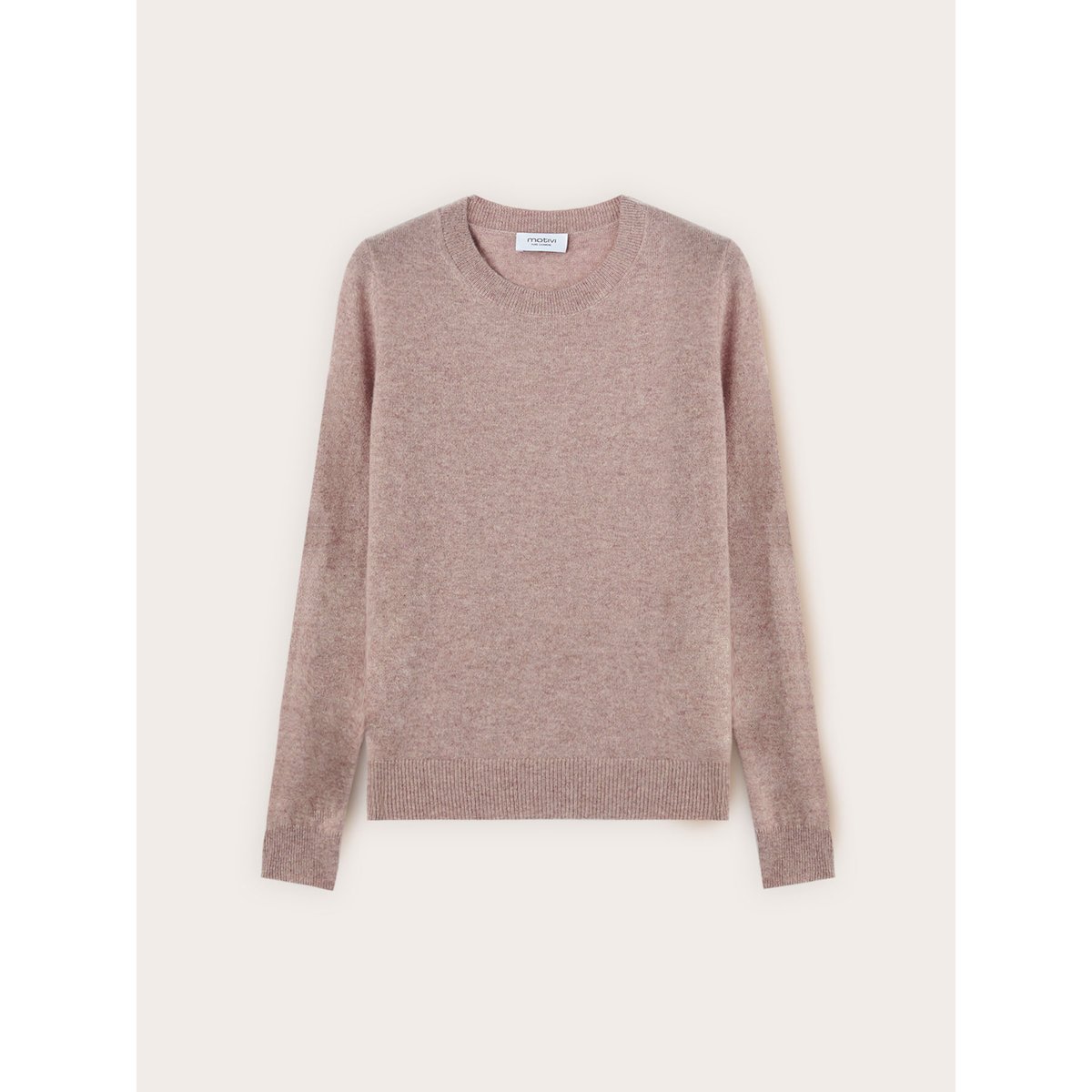 Pull en cachemire avec manches côtelées beige, MOTIVI