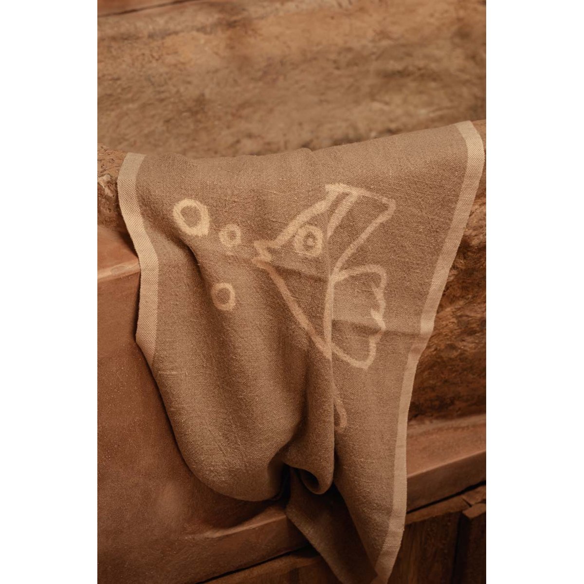 Torchon en lin LINEN FISH blanc beige, BAZAR BIZAR