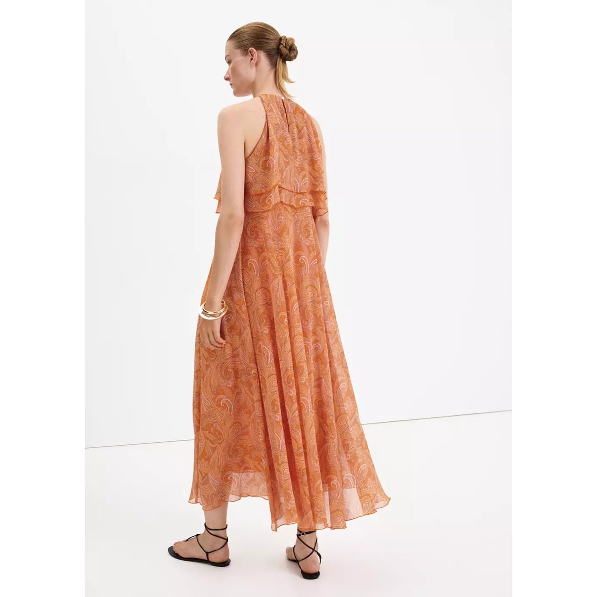Robe paisley volants orange, MANGO