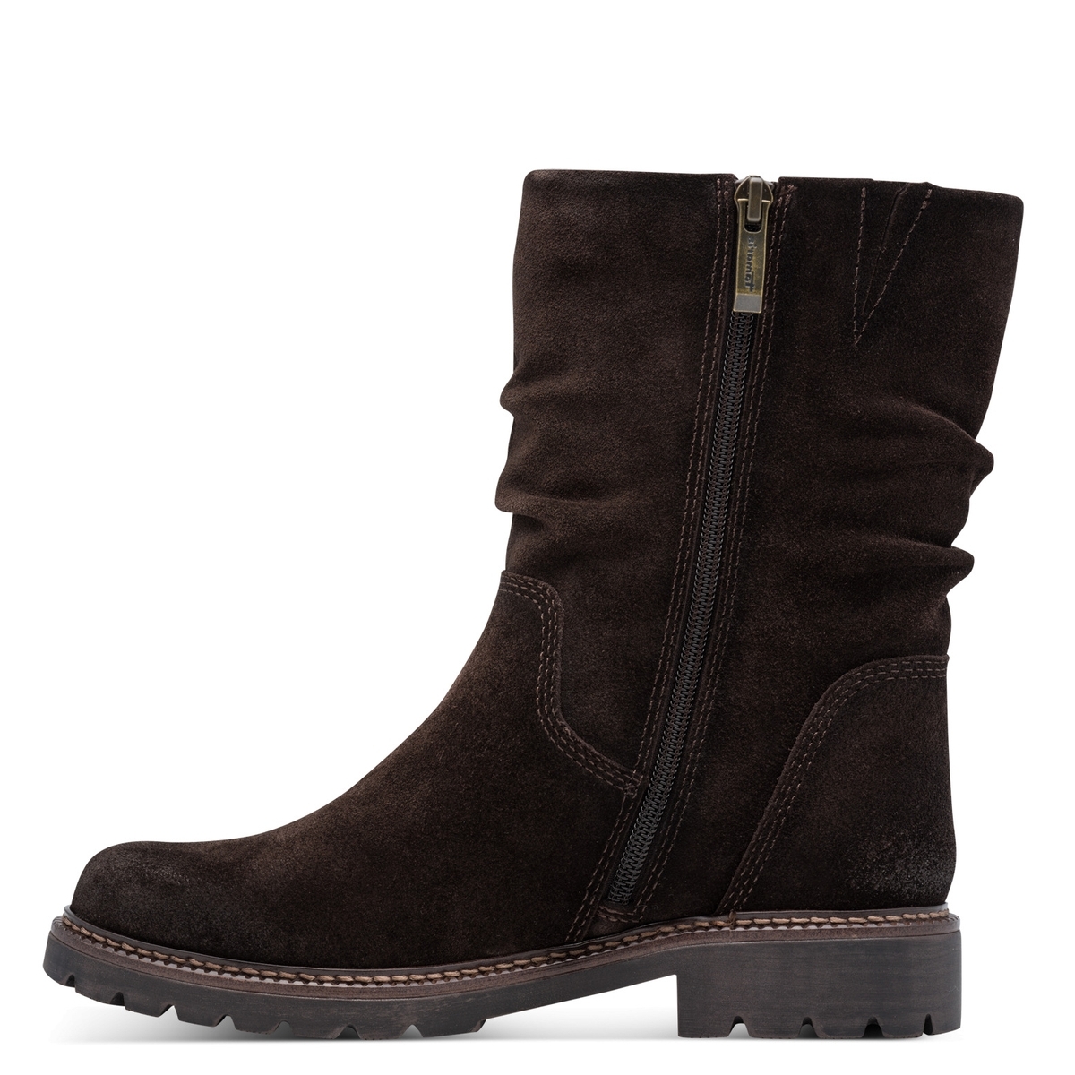 Mi-bottes en cuir suède marron mocca, TAMARIS