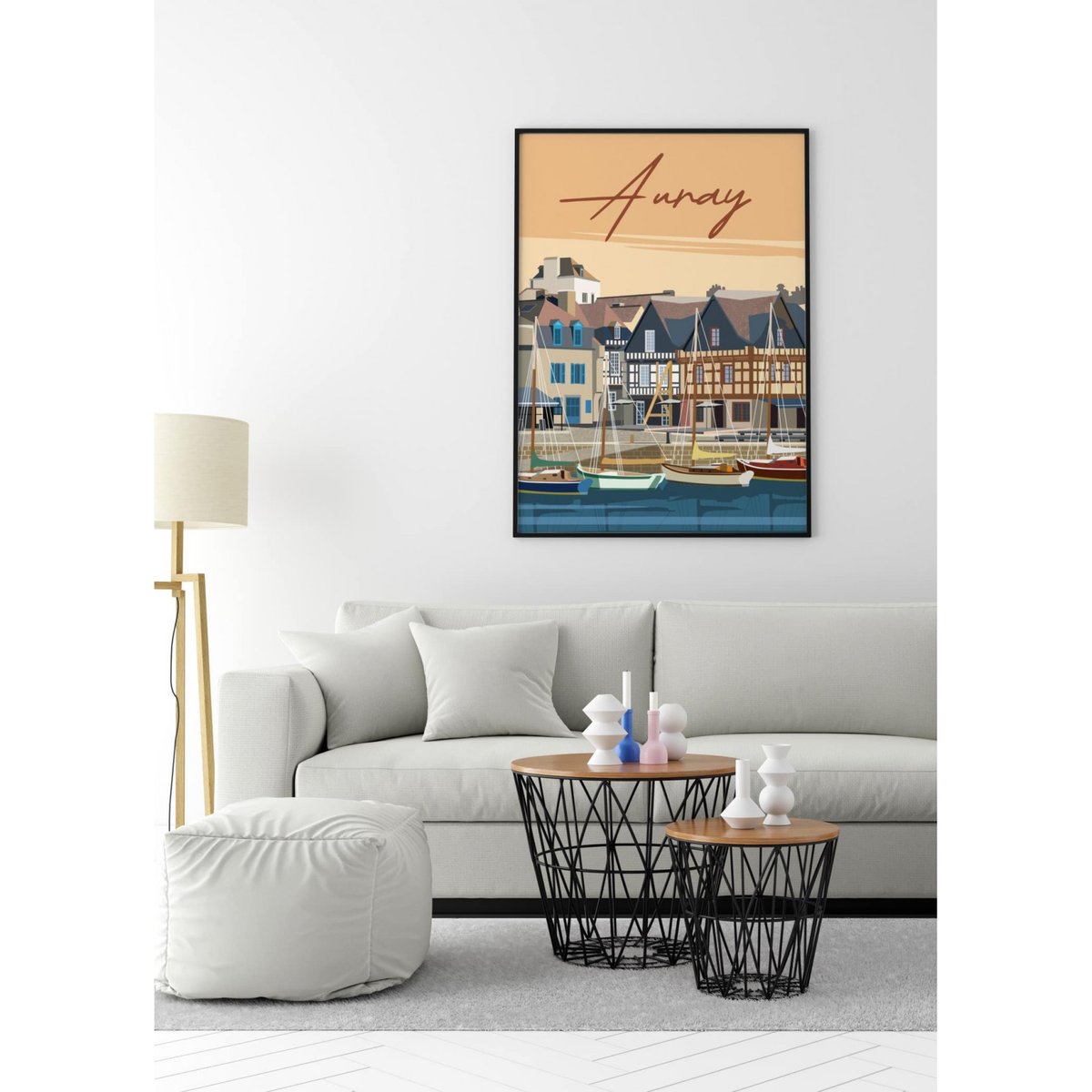 Affiche ville Auray blanc, L'AFFICHERIE