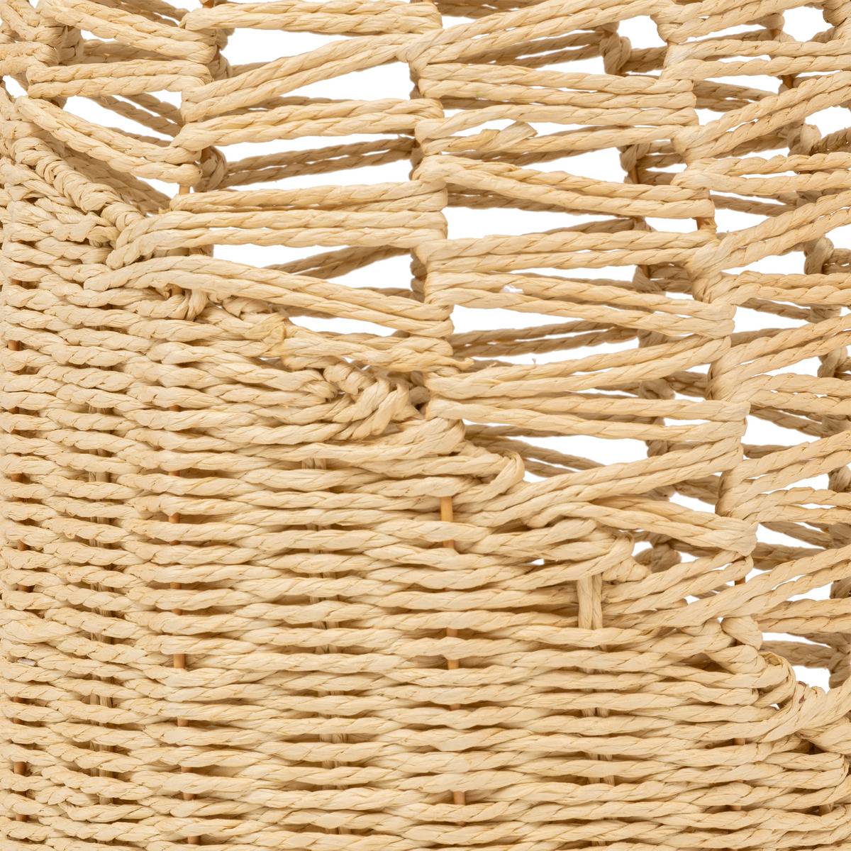Vase haut tressé en papier sur structure fonte CLAY beige, ATMOSPHERA