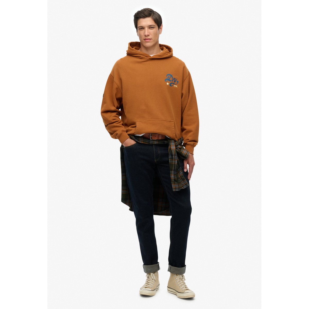 Sweat à capuche oversize Tap Room café caramel, SUPERDRY