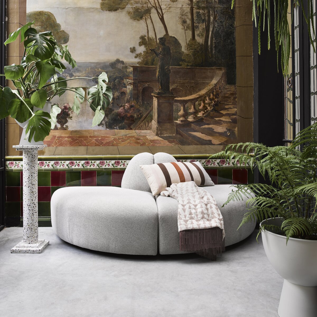 Module d'angle droit en tissu Jax gris clair, HK LIVING