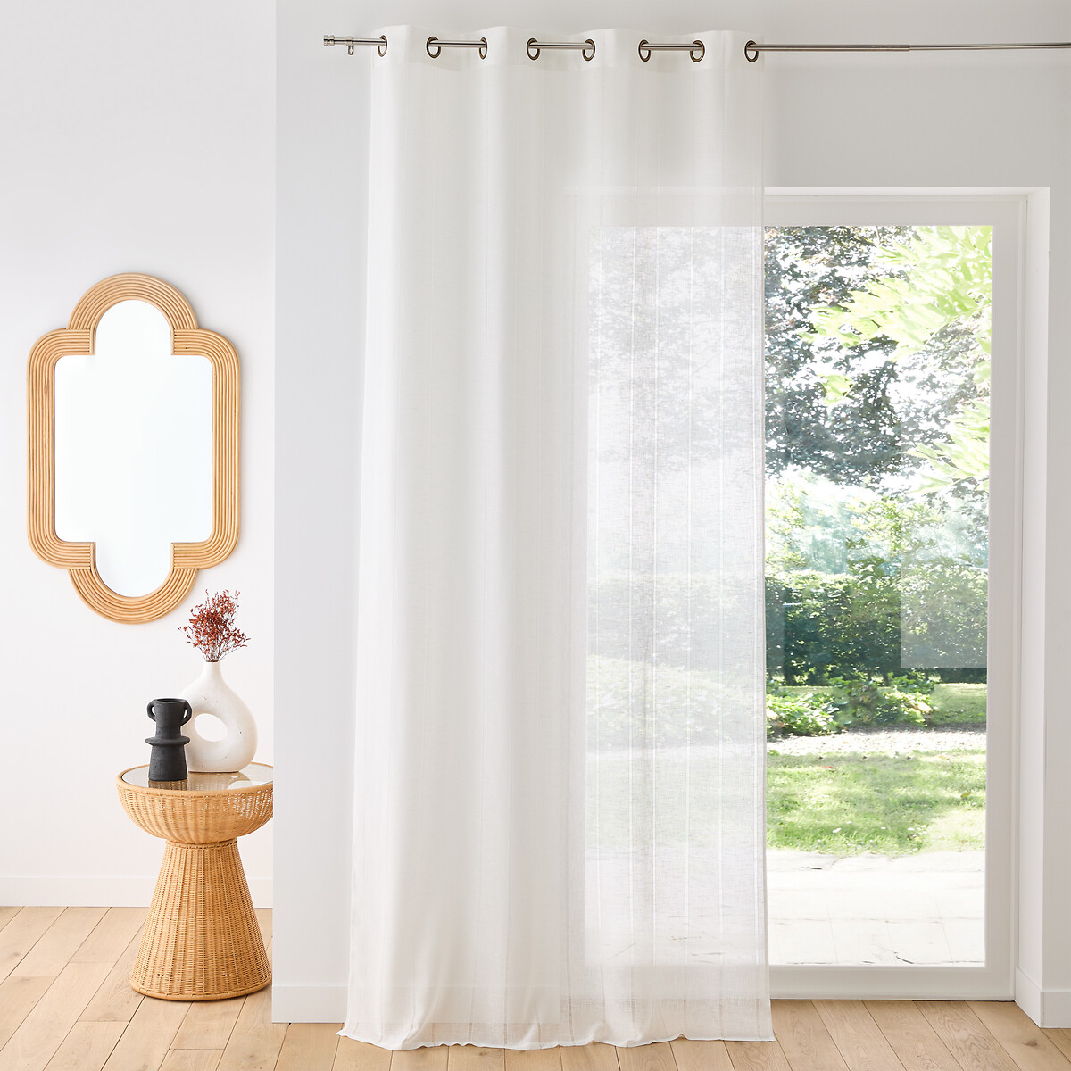 Voilage œillets, polyester et lin, Mercy blanc, LA REDOUTE INTERIEURS