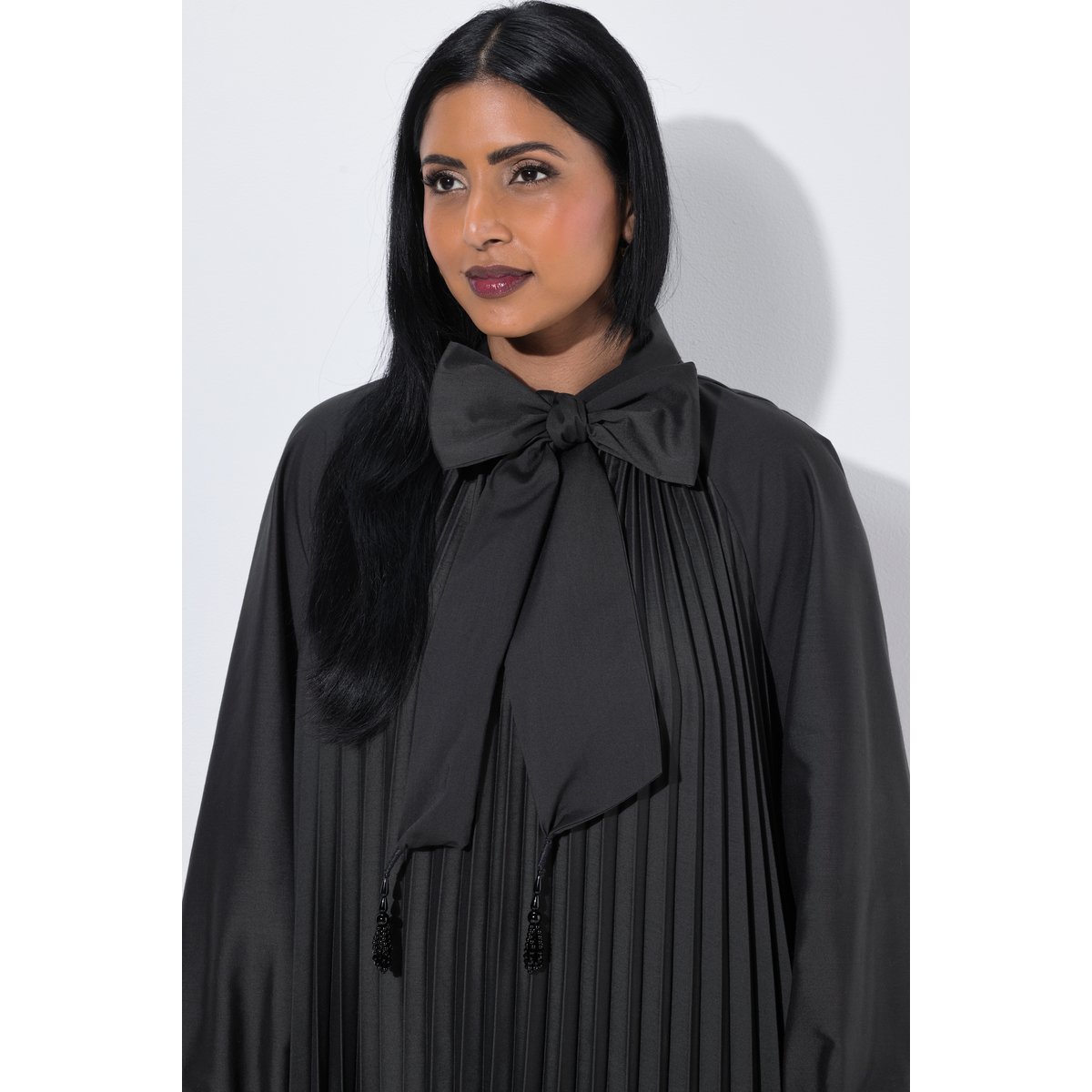 Robe plissée longueur midi, coupe évasée noir, ULLA POPKEN