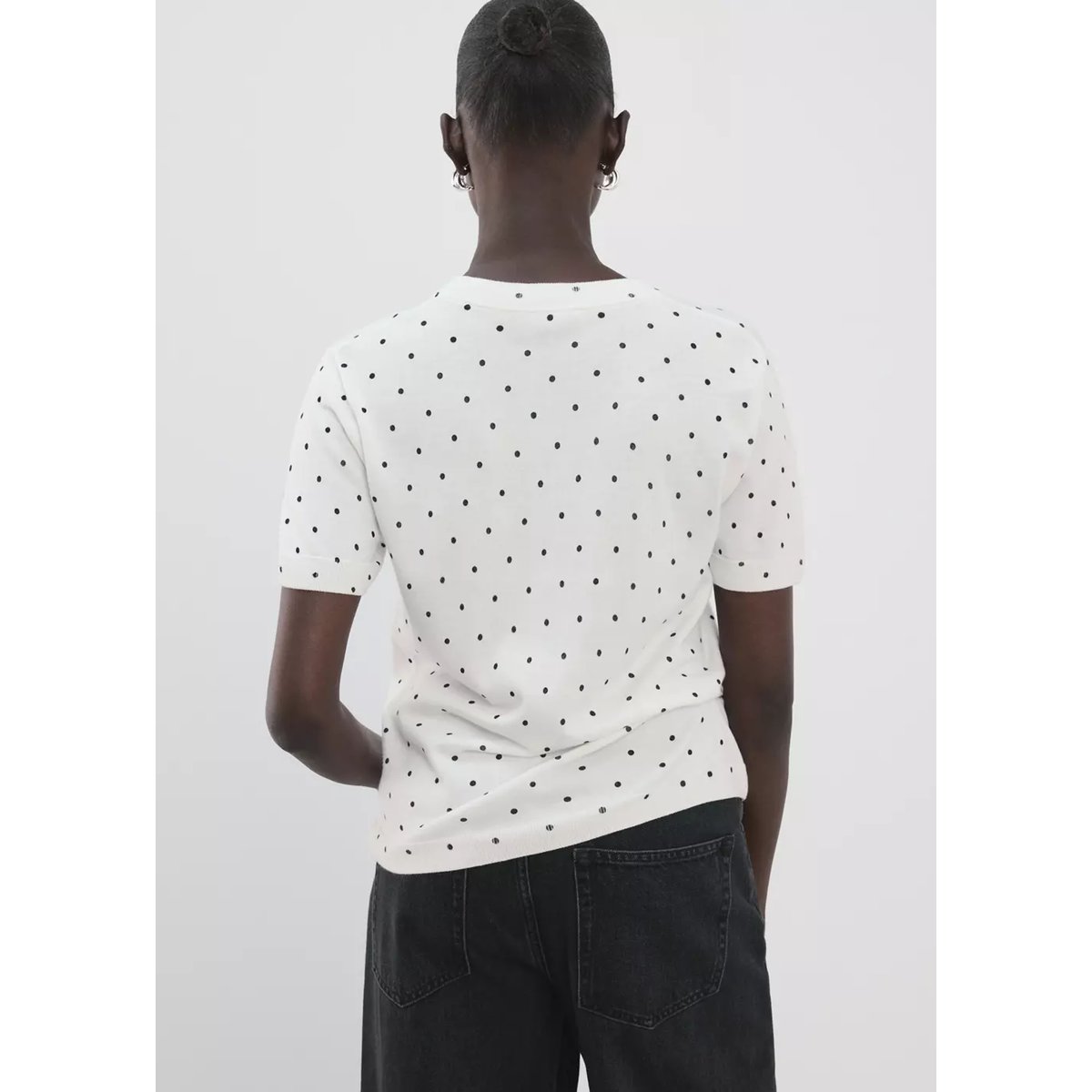 Pull-over maille pois blanc cassé, MANGO